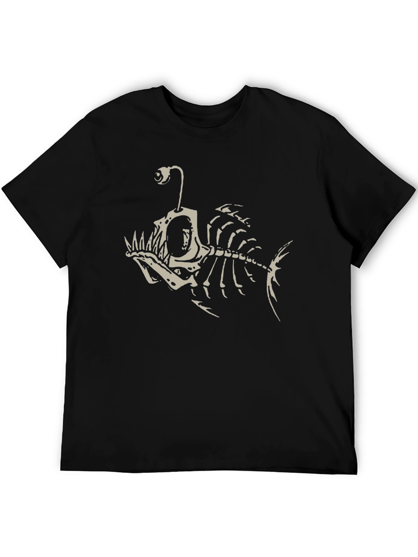 Black Angler Fish Skeleton Graphic Tee - Black Cotton T-Shirt view 5