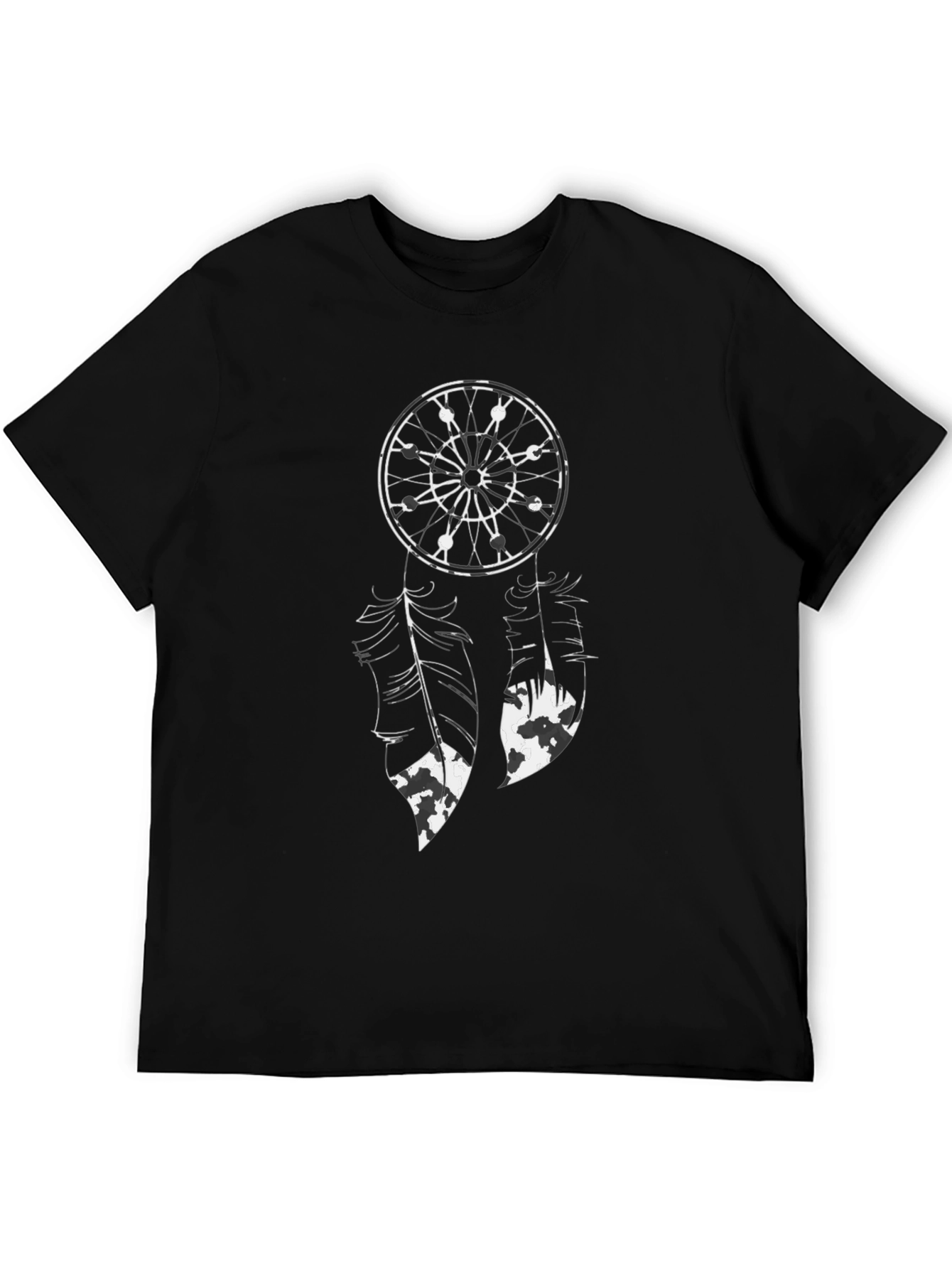 Black Dreamcatcher Graphic Tee - Black Cotton T-Shirt view 5