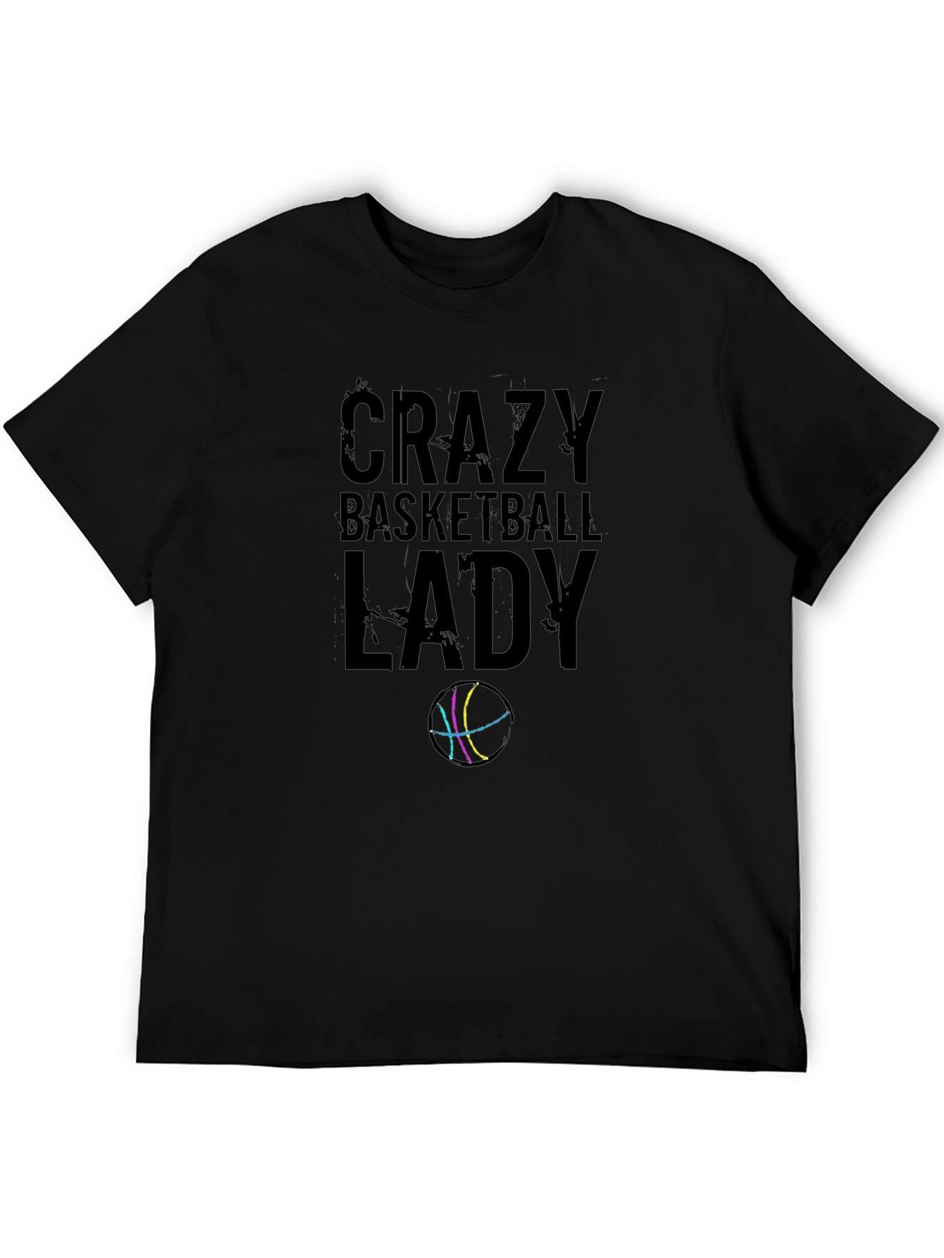 Black Crazy Basketball Lady Graphic Tee - Black view 5