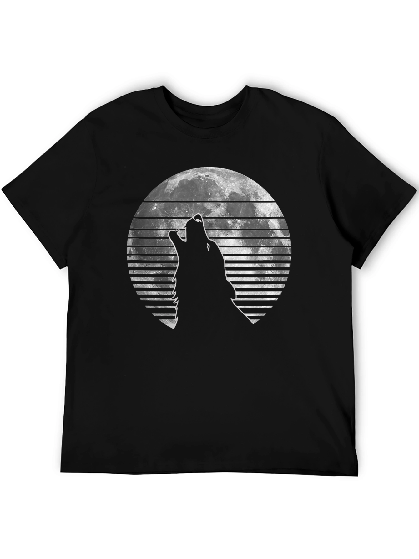 Black Wolf Moon Graphic Tee - Black Cotton T-Shirt view 5