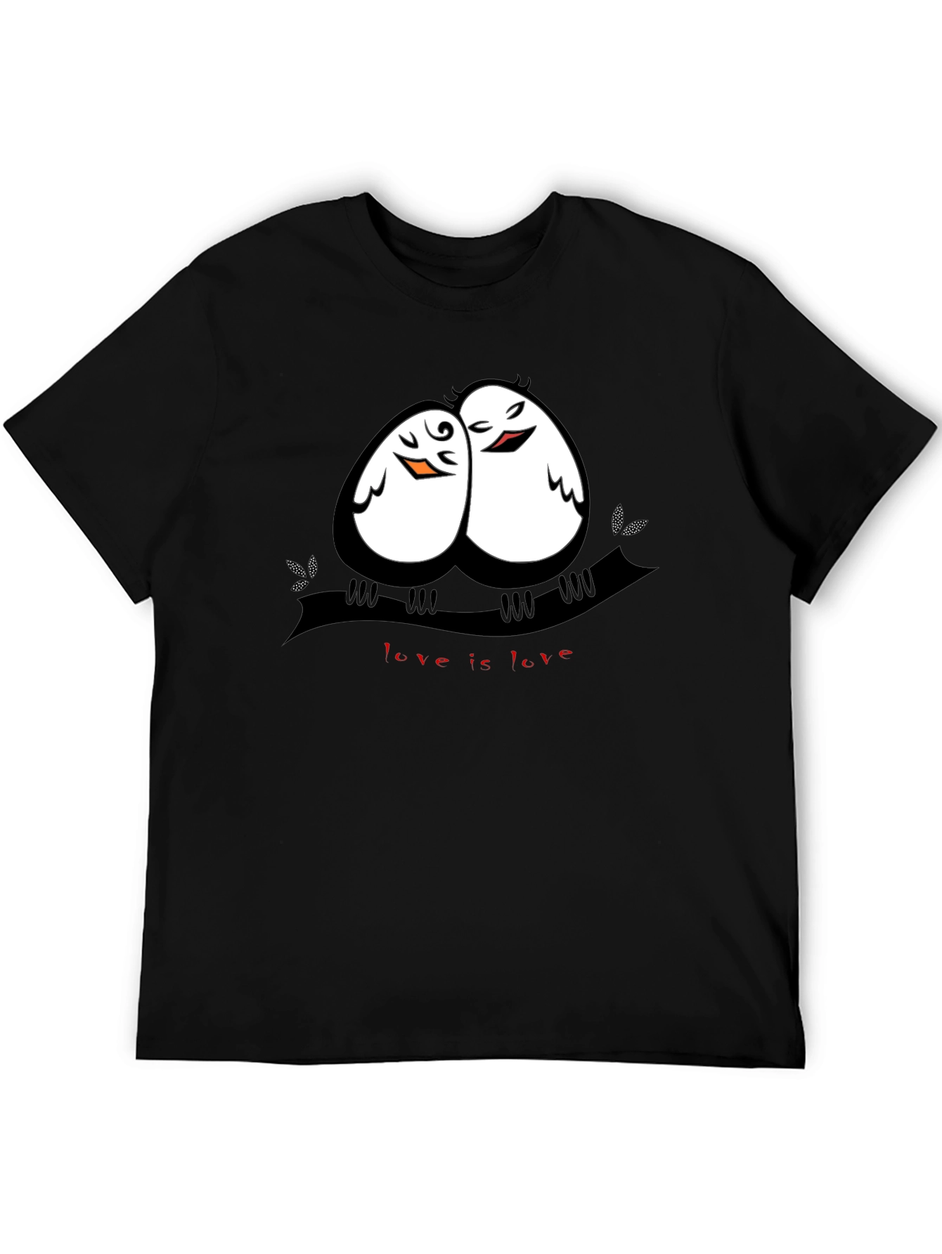 Black Love Birds Graphic Tee -  Unisex Black T-Shirt view 5