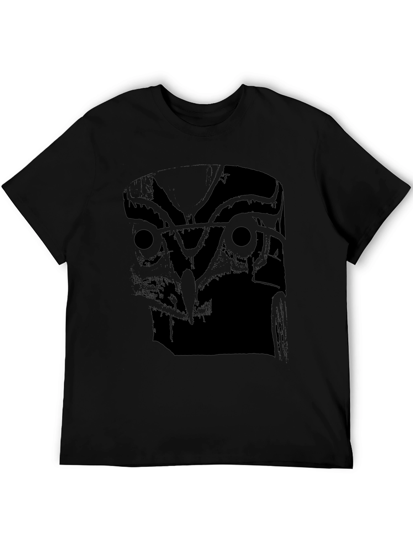 Black Men's Black Owl Graphic T-Shirt view 5
