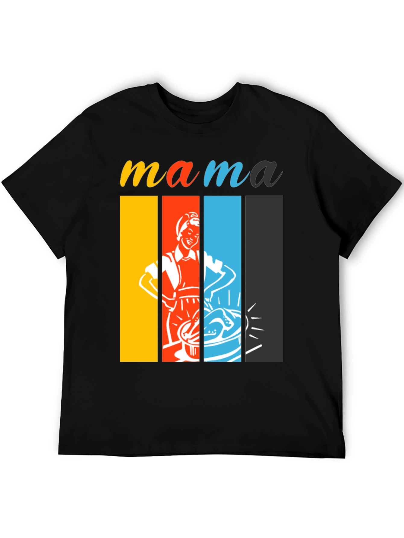 Black Retro Mama T-Shirt - Colorful Design view 5
