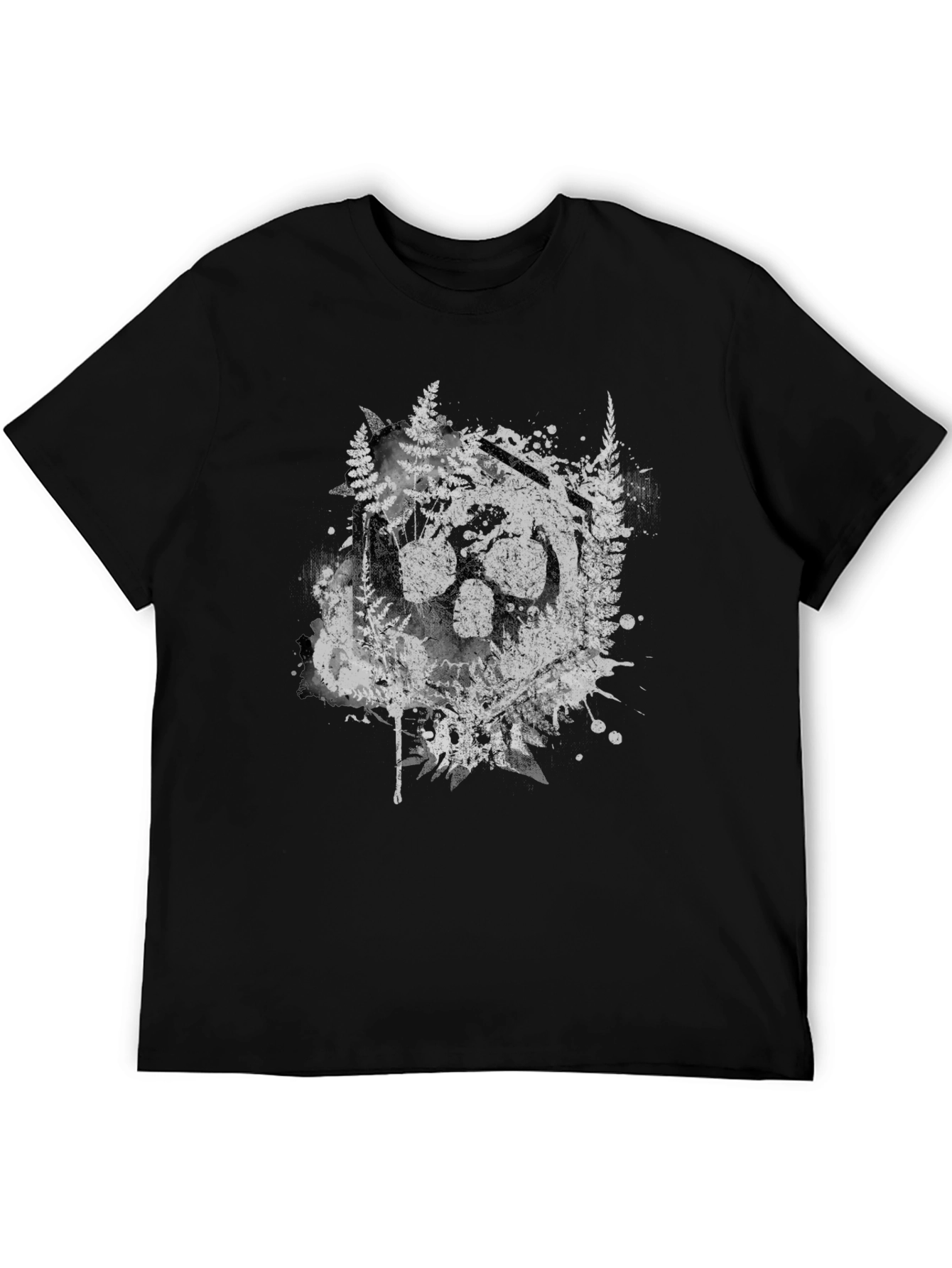 Black Nature Wolf Paw Print Graphic T-Shirt view 5