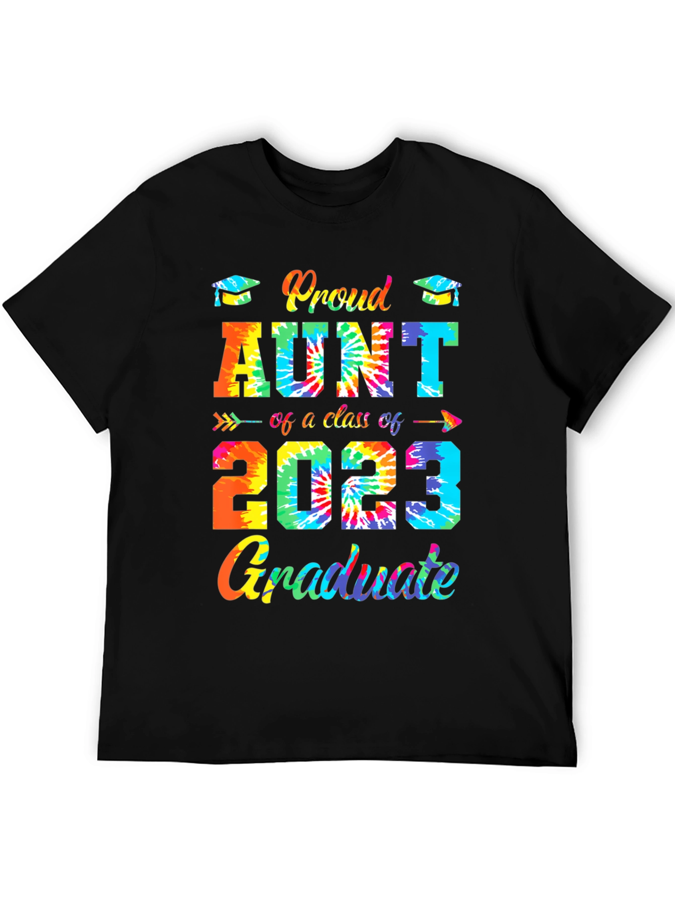 Black Proud Aunt Class of 2023 Graduate Tie-Dye T-Shirt view 5