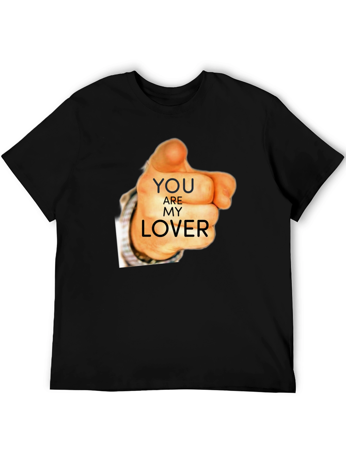 Black You Are My Lover Graphic Tee - Black Cotton T-Shirt view 5