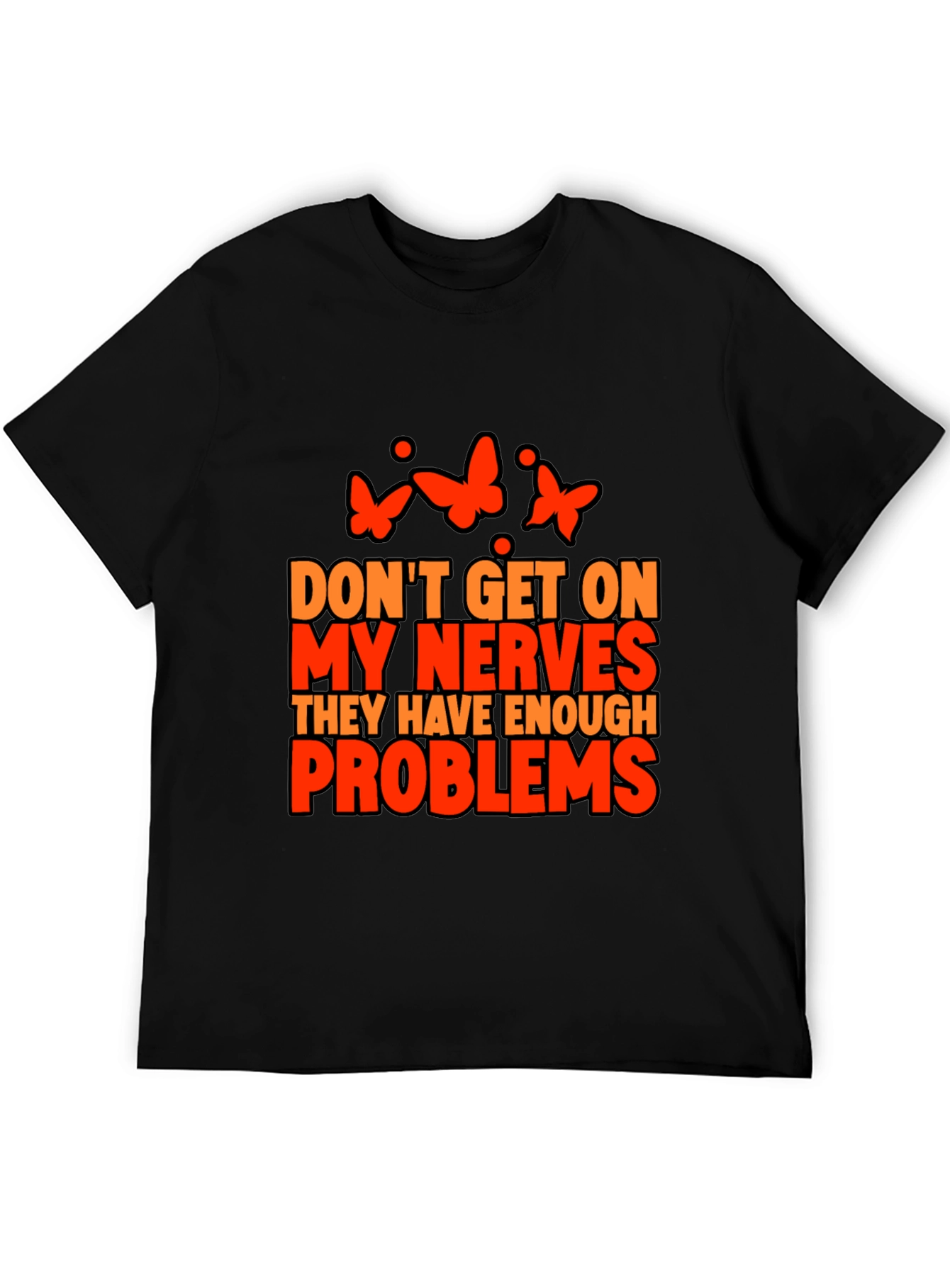 Black Nerves Problems Butterfly Graphic Tee view 5