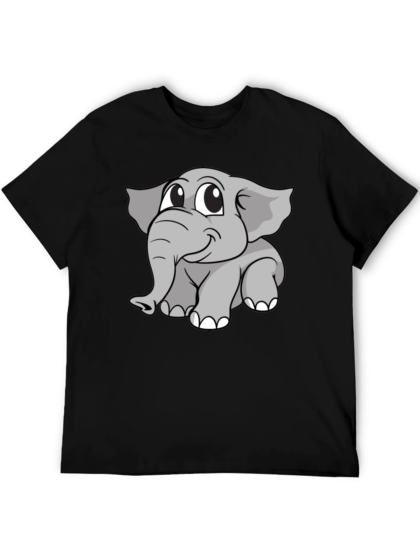 Black Cartoon Elephant Graphic Black T-Shirt view 5