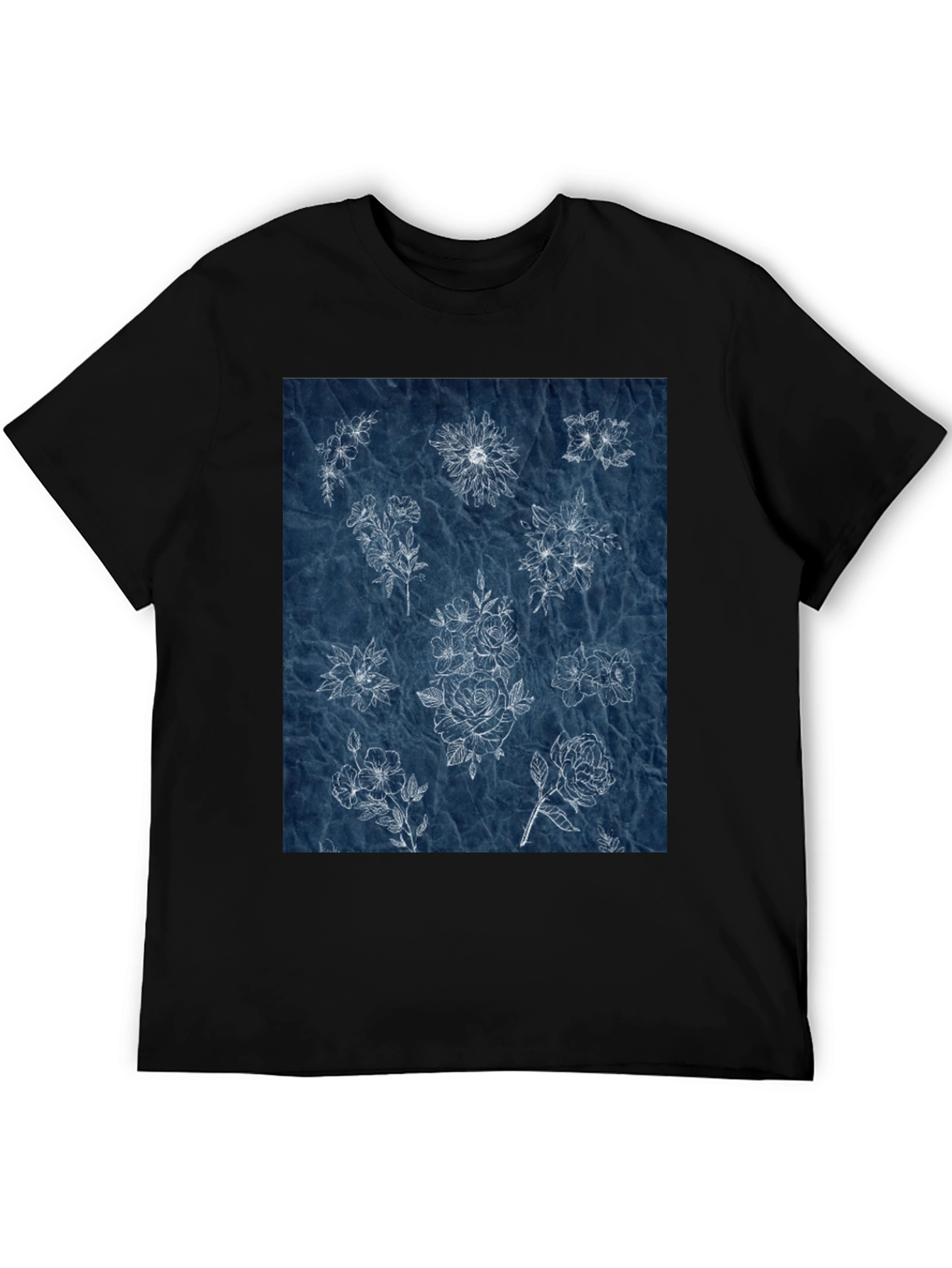 Black Floral Print Black T-Shirt view 5