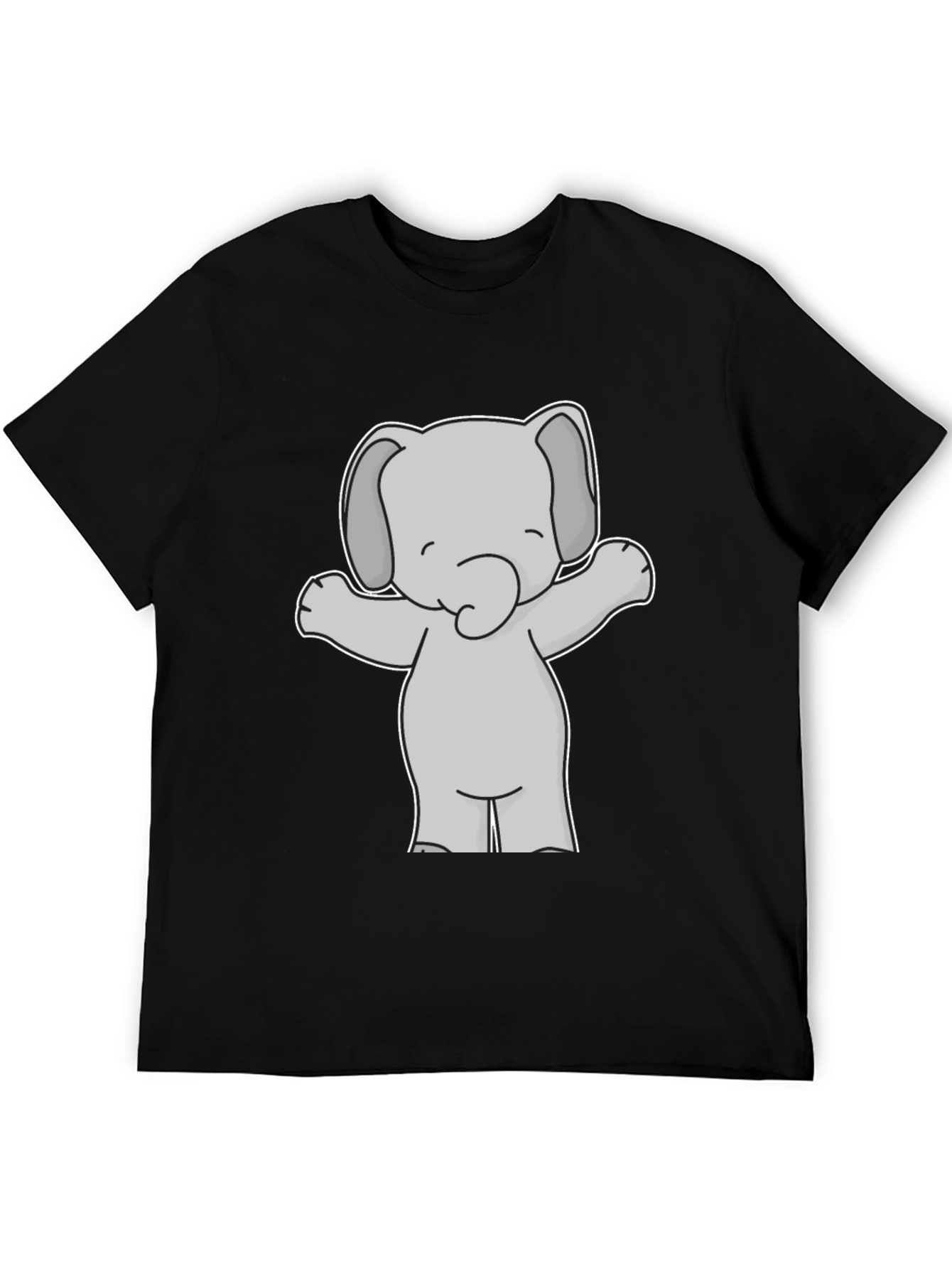 Black Cute Elephant Graphic Tee - Black Cotton T-Shirt view 5