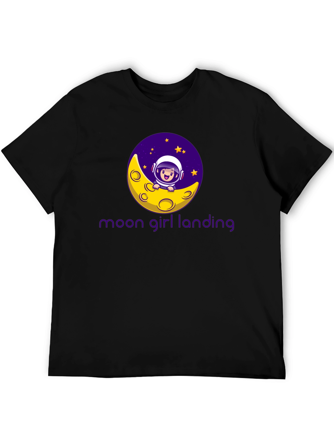 Black Moon Girl Landing Black T-Shirt view 5