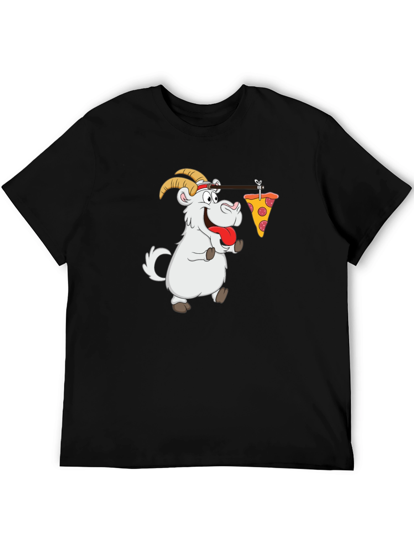 Black Goat Pizza T-Shirt - Funny Graphic Tee view 5