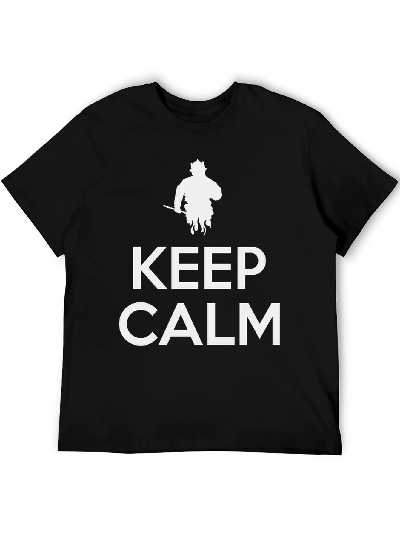 Black Keep Calm Firefighter T-Shirt - Black Cotton Blend view 5