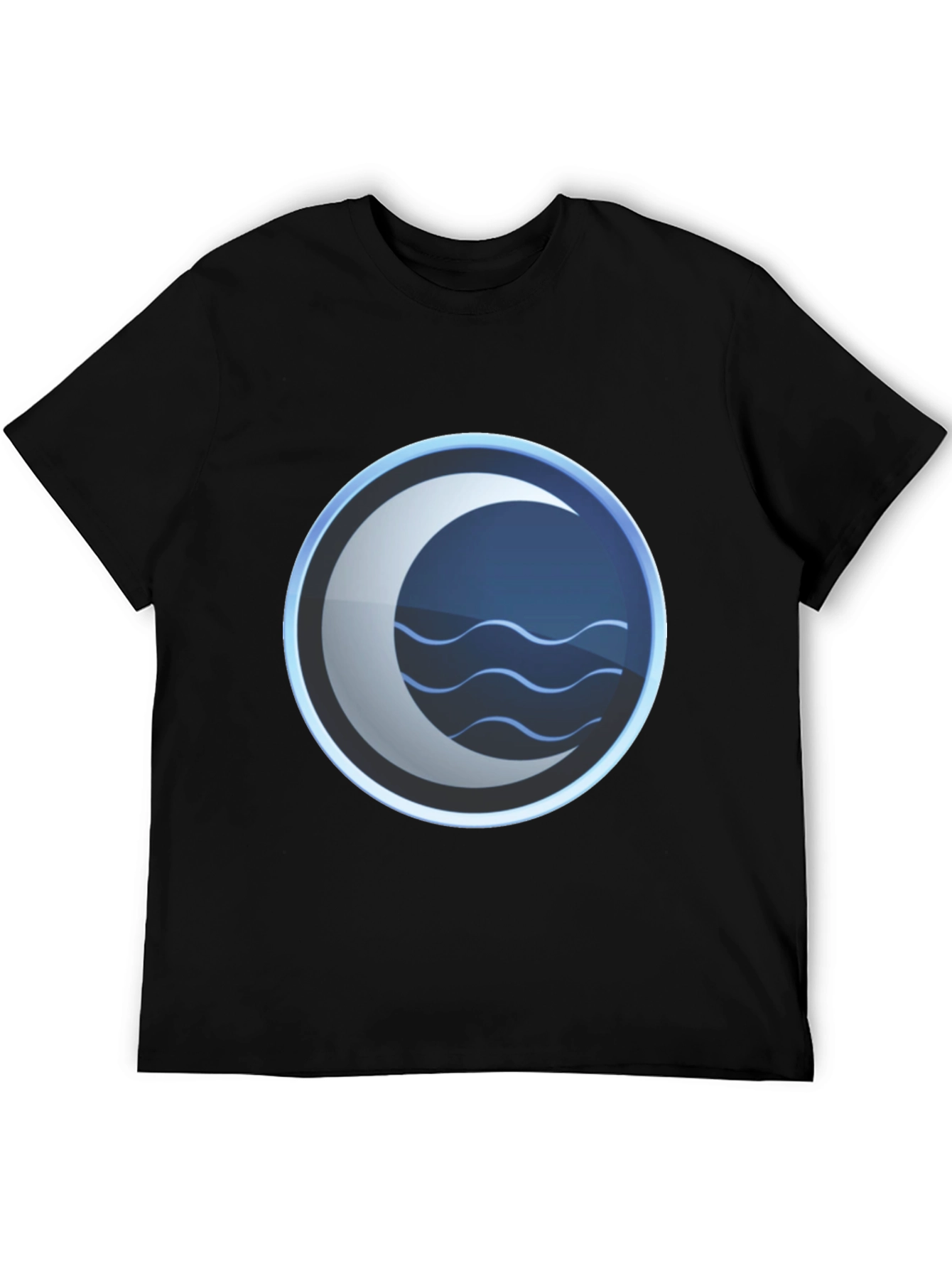Black Mystic Crescent Wave Graphic Tee - Black Cotton Blend view 5