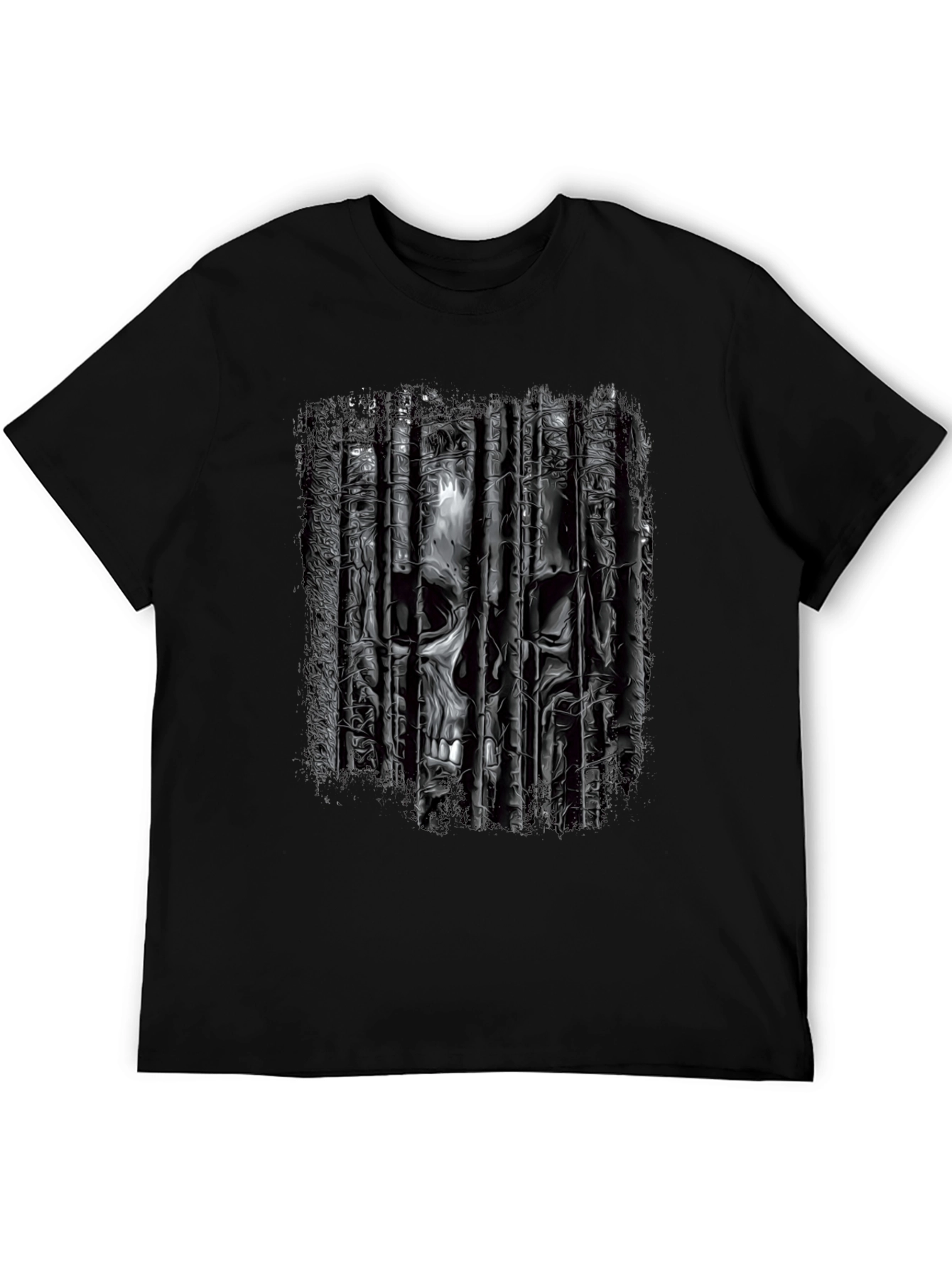 Black Skull Bars Graphic T-Shirt - Edgy Black Tee view 5