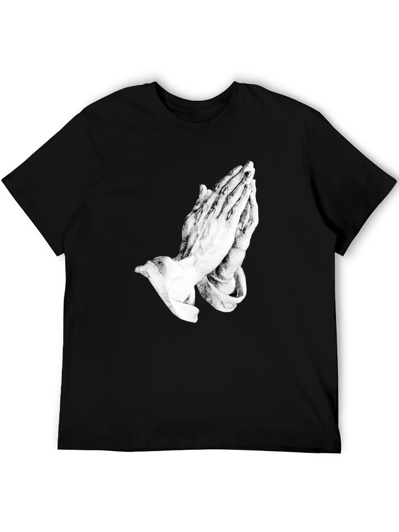 Black Praying Hands Graphic Black Tee view 5