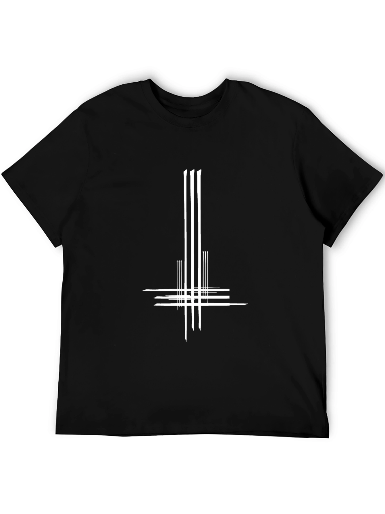 Black Black T-Shirt with White Inverted Cross Graphic view 5