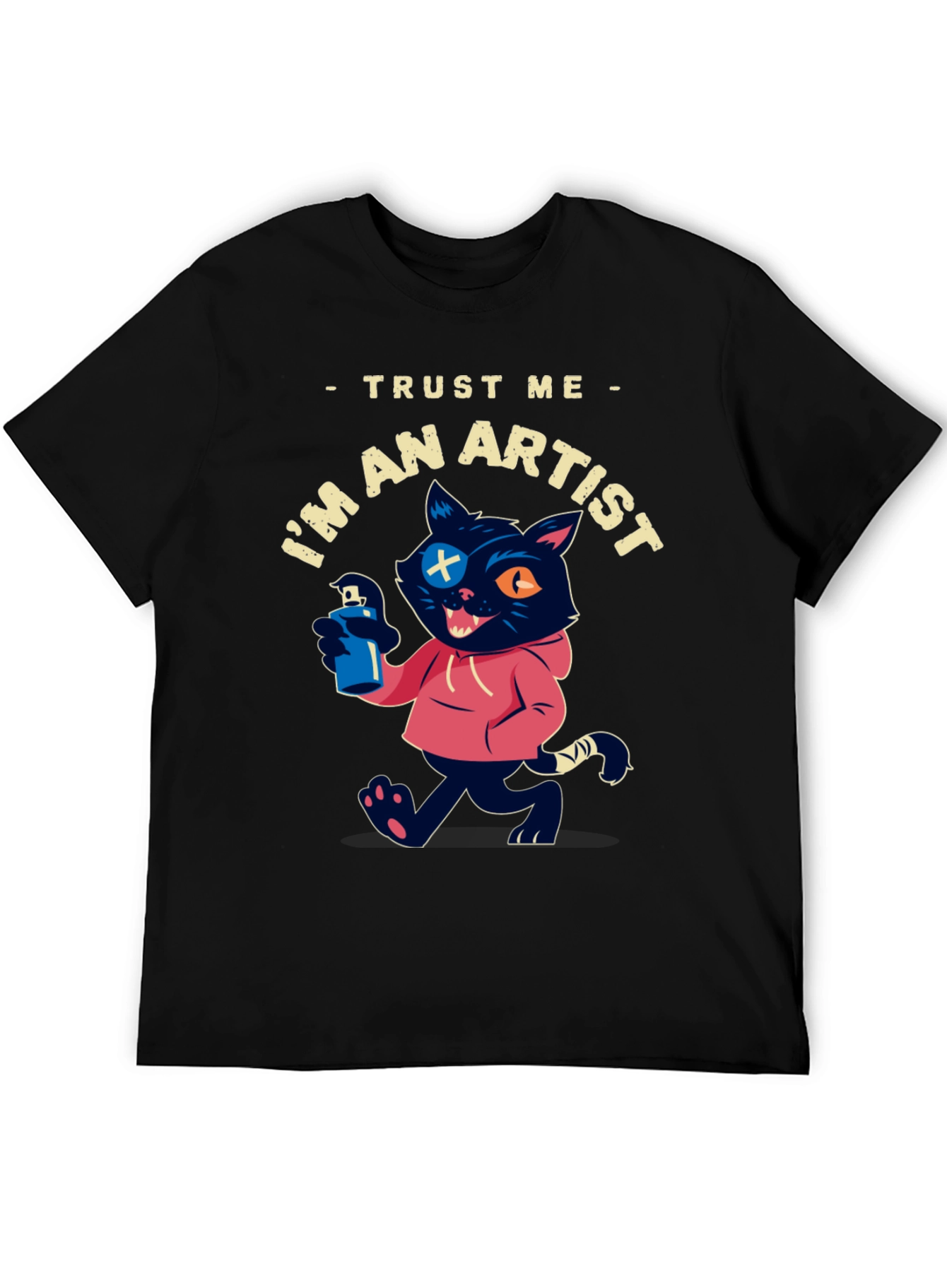 Black Trust Me I'm An Artist Cat T-Shirt view 5