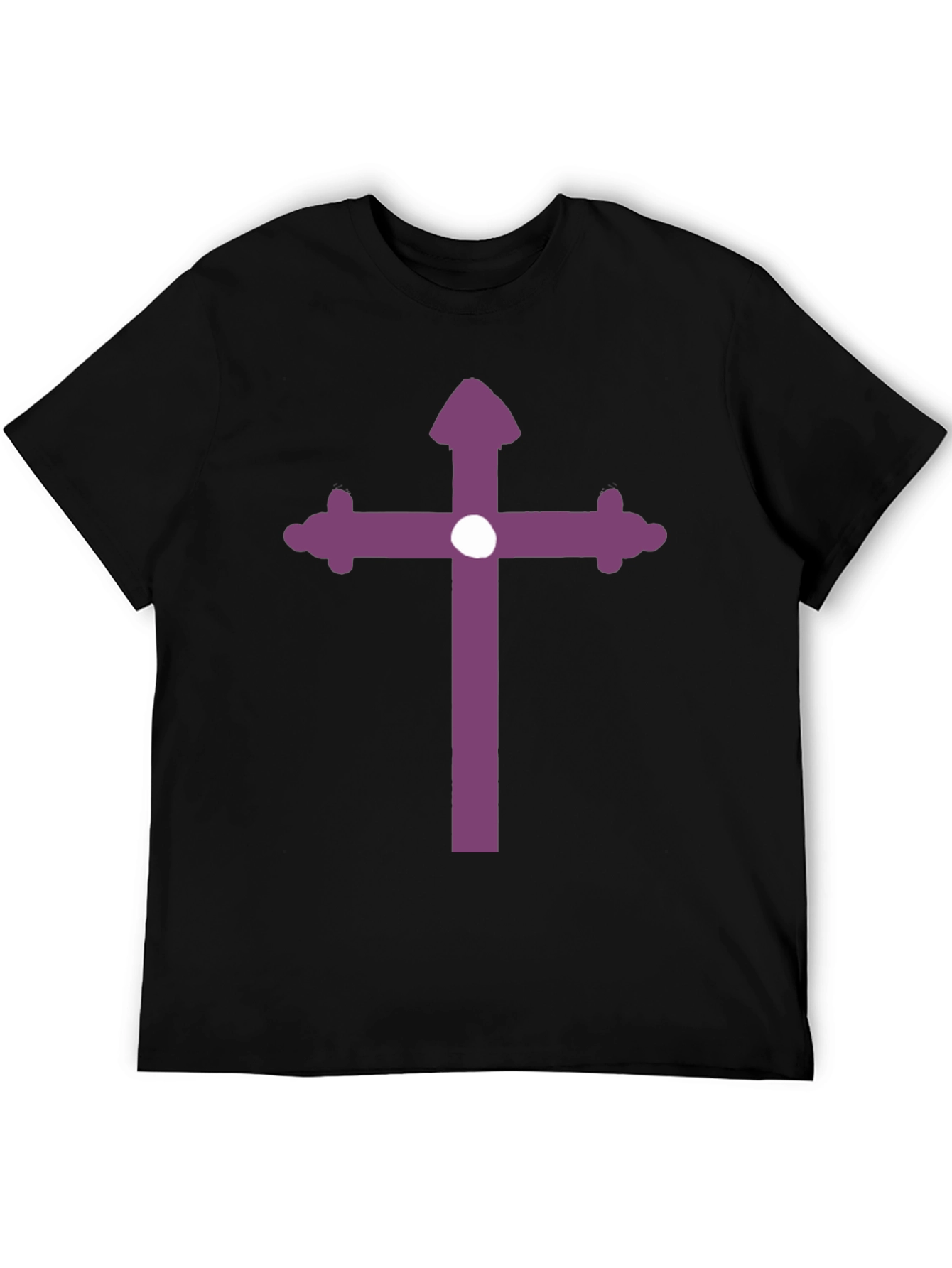 Black Black T-Shirt with Purple Cross Design view 5