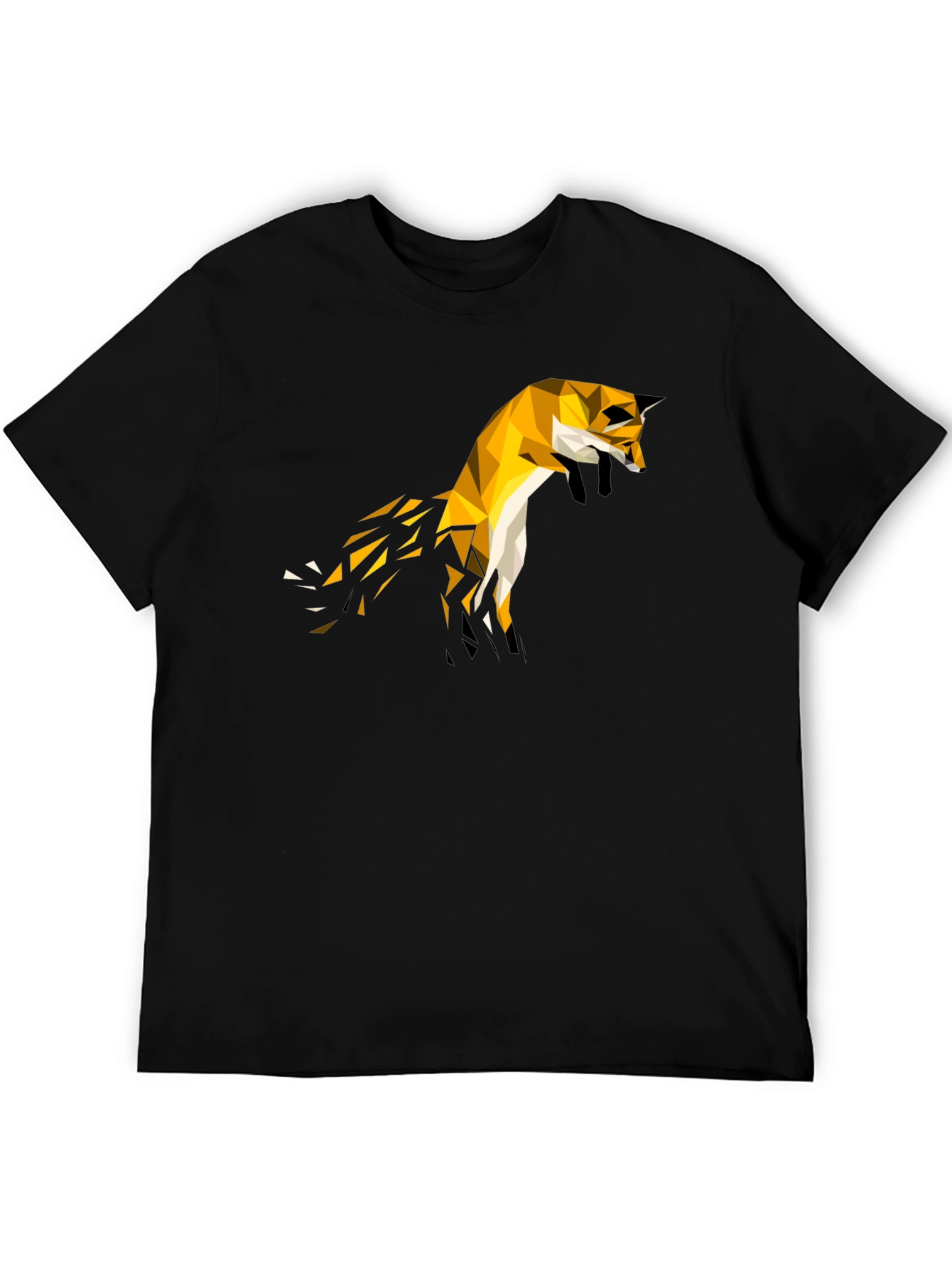 Black Geometric Fox Tee - Modern Graphic T-Shirt view 5