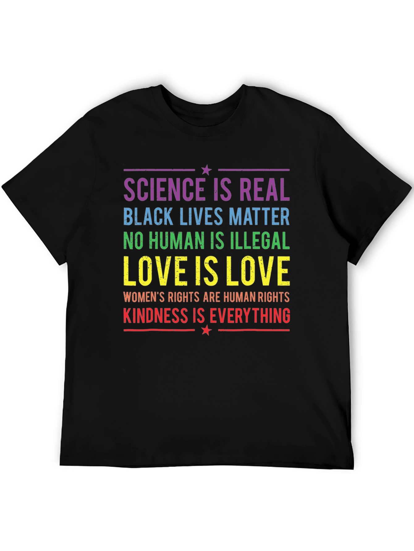 Black Equality & Kindness T-Shirt: Science, Love, Rights view 5