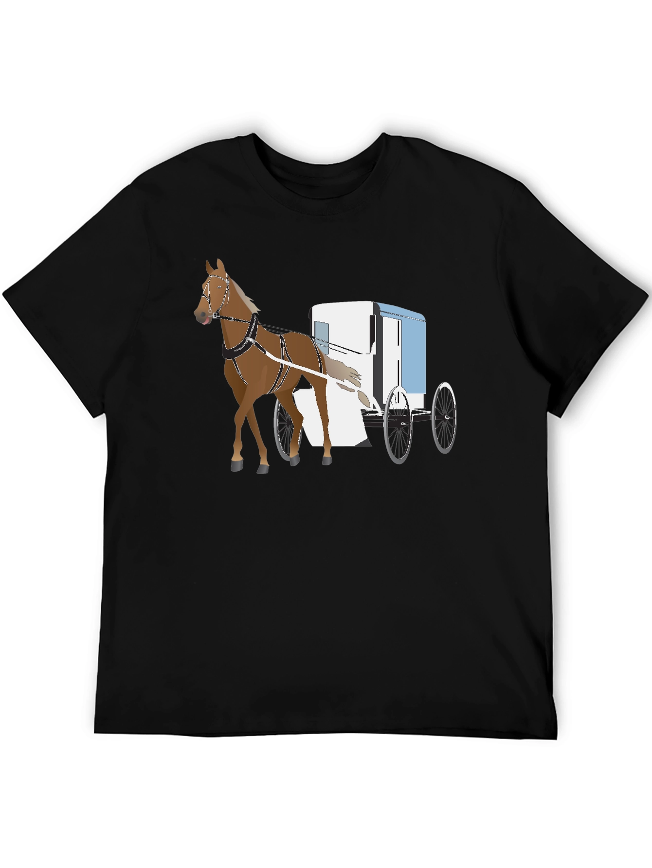 Black Horse & Buggy Graphic Tee - Classic Style view 5