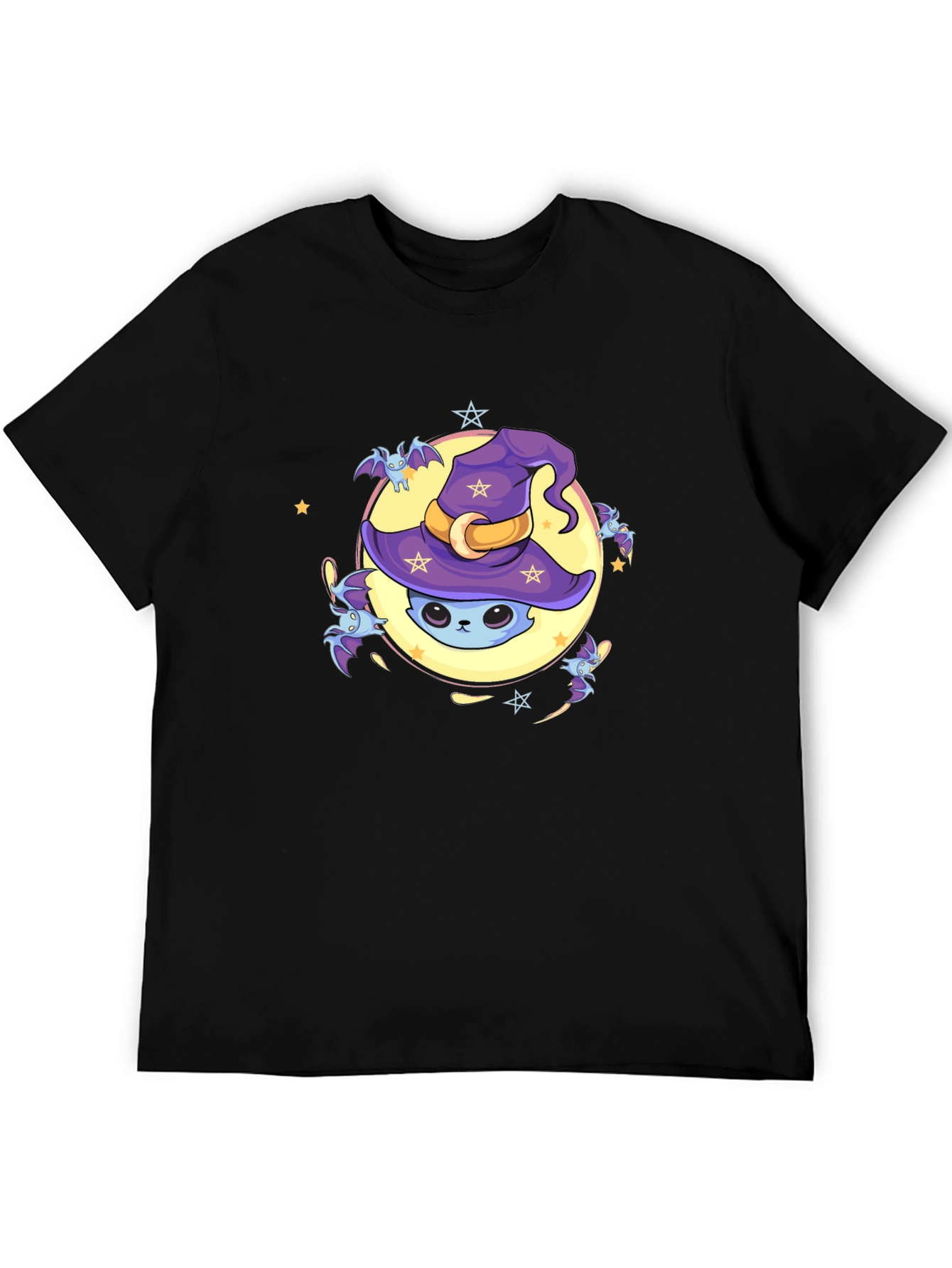 Black Halloween Cat Moon T-Shirt view 5