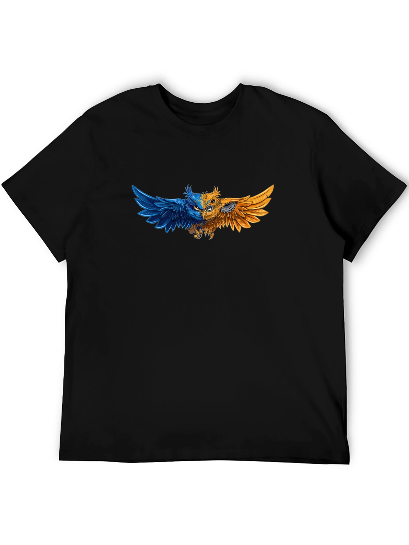 Black Steampunk Owl Graphic Tee - Unique Design T-Shirt view 5