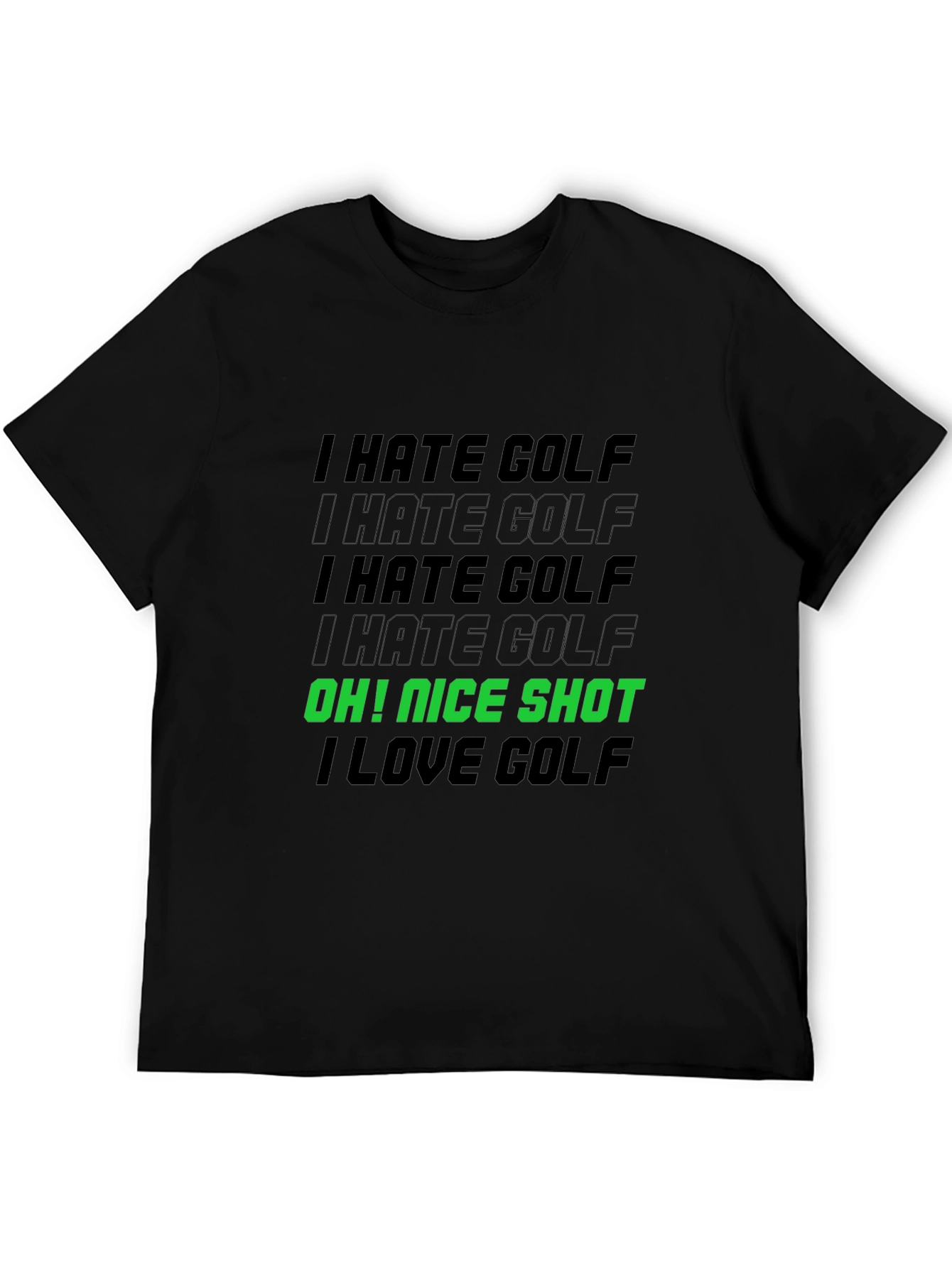 Black I Hate Golf, Funny Golfing T-Shirt view 5