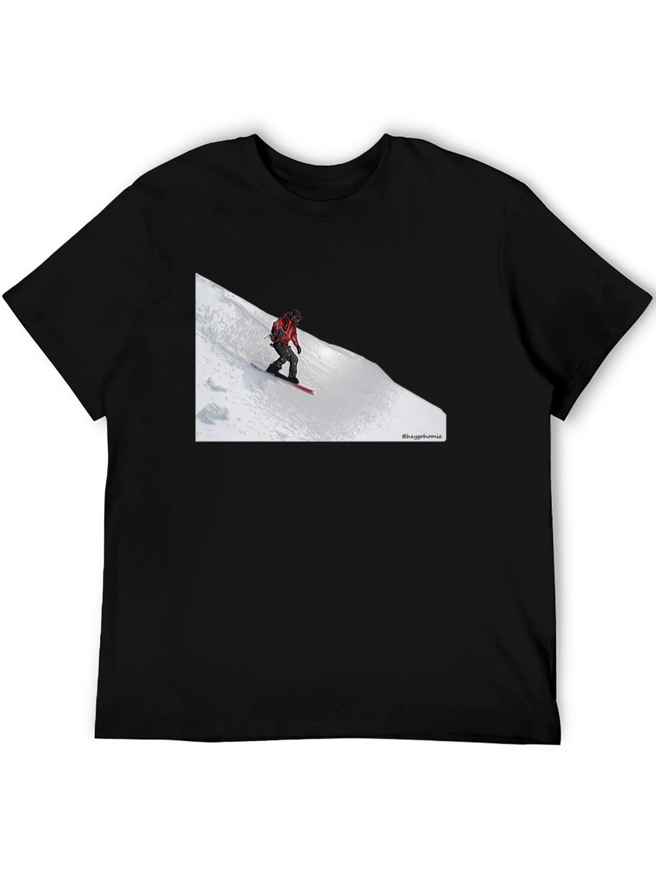 Black Snowboarder Graphic Tee - Black Cotton T-Shirt view 5