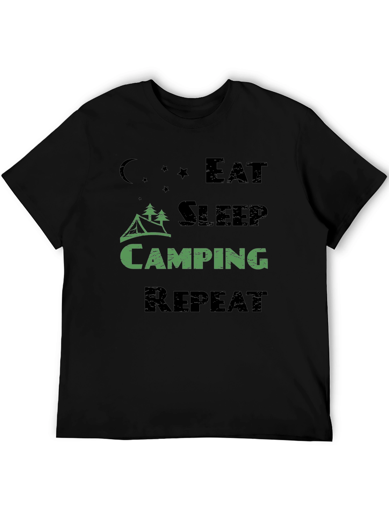 Black Eat Sleep Camping Repeat Men's T-Shirt view 5