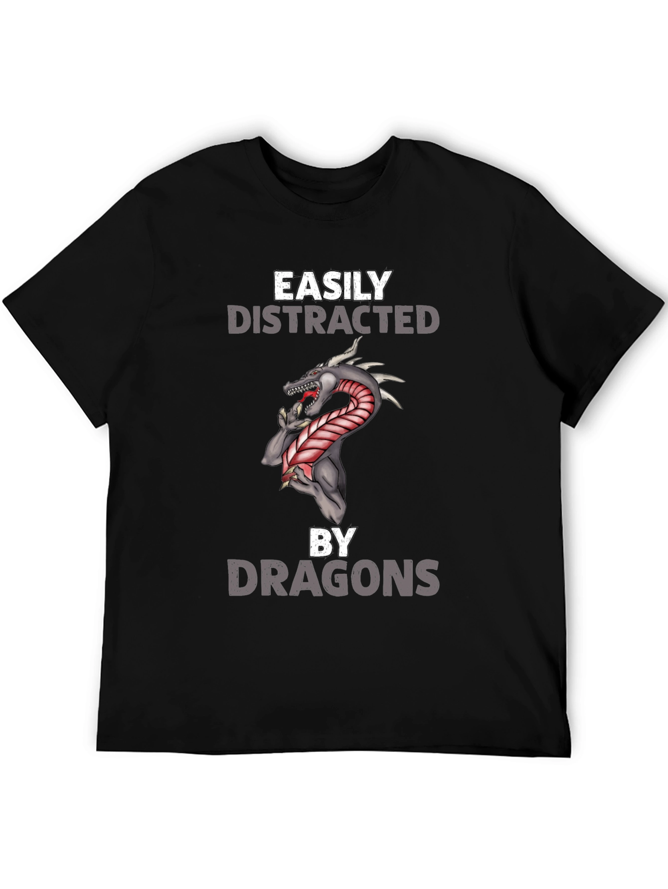 Black Easily Distracted By Dragons T-Shirt view 5