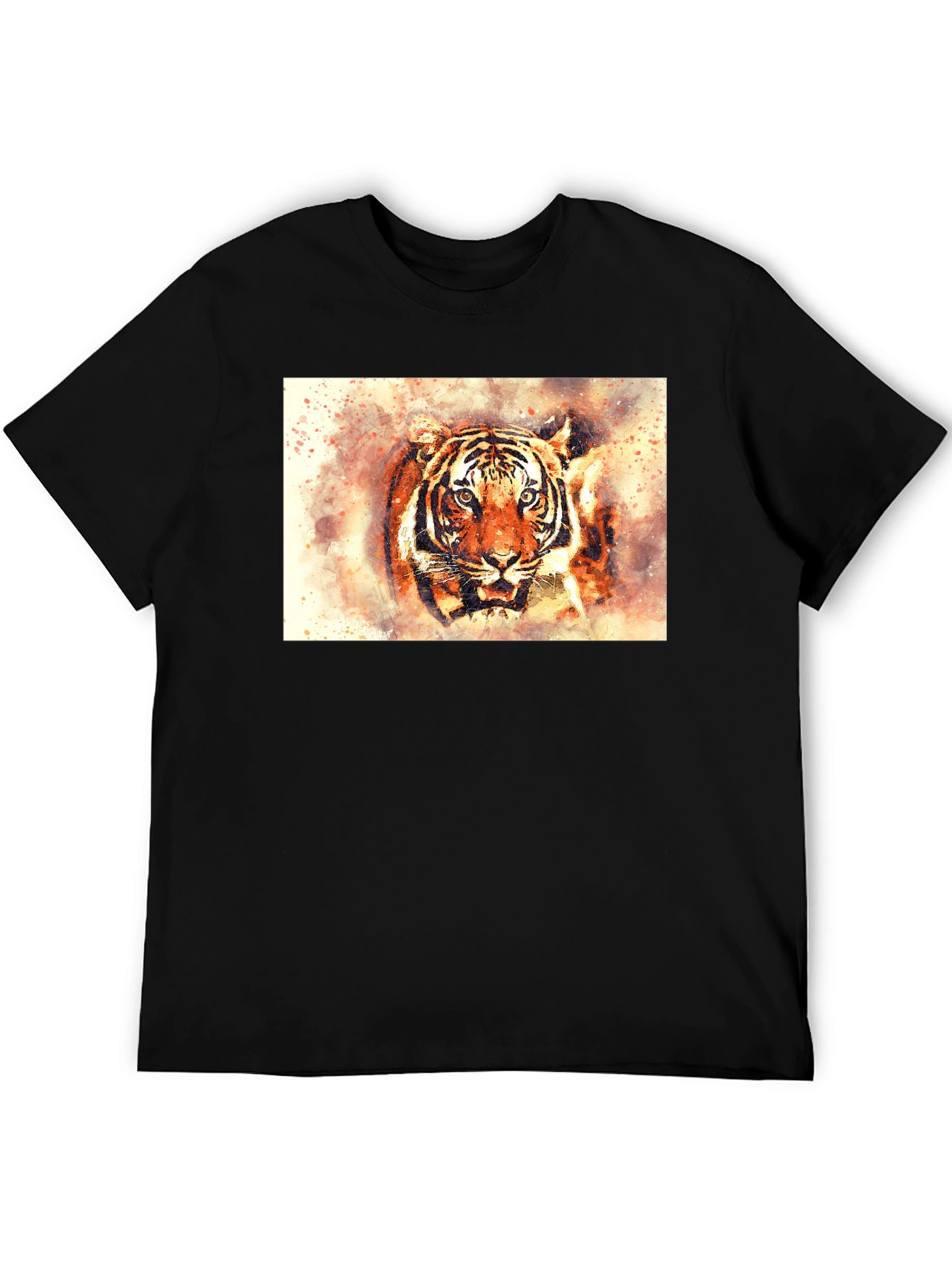 Black Tiger Watercolor Graphic Tee view 5