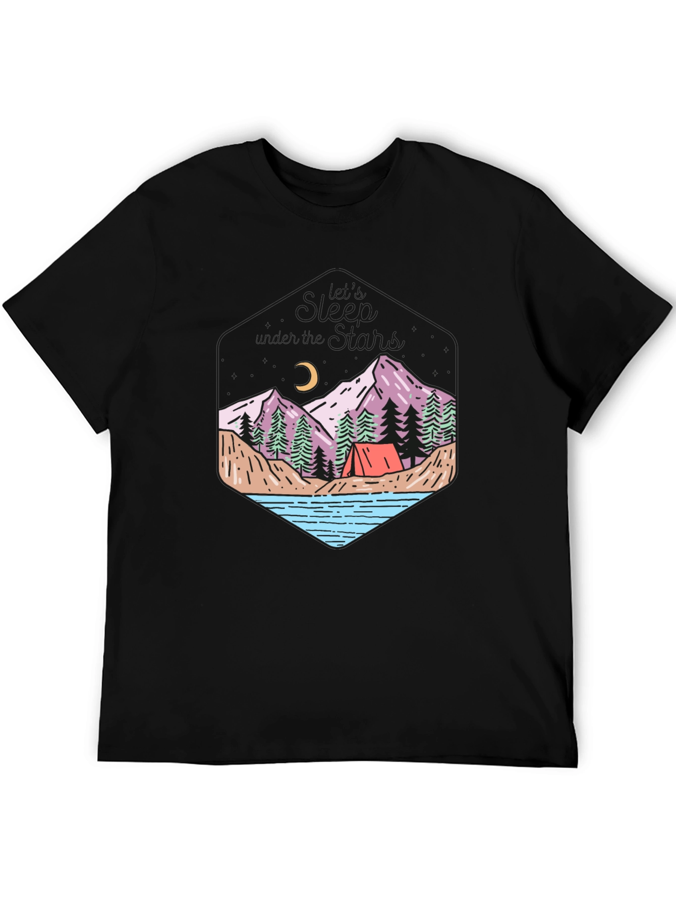 Black Outdoor Adventure T-Shirt - Camping Theme view 5