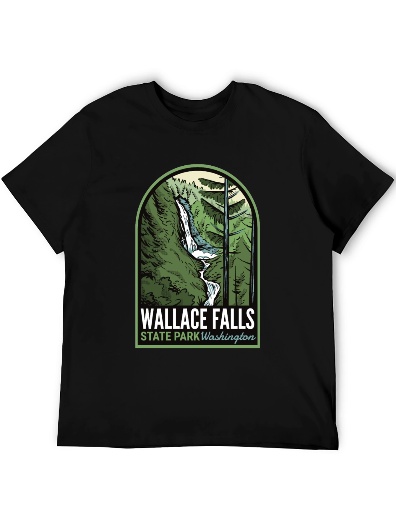 Black Wallace Falls State Park T-Shirt view 5
