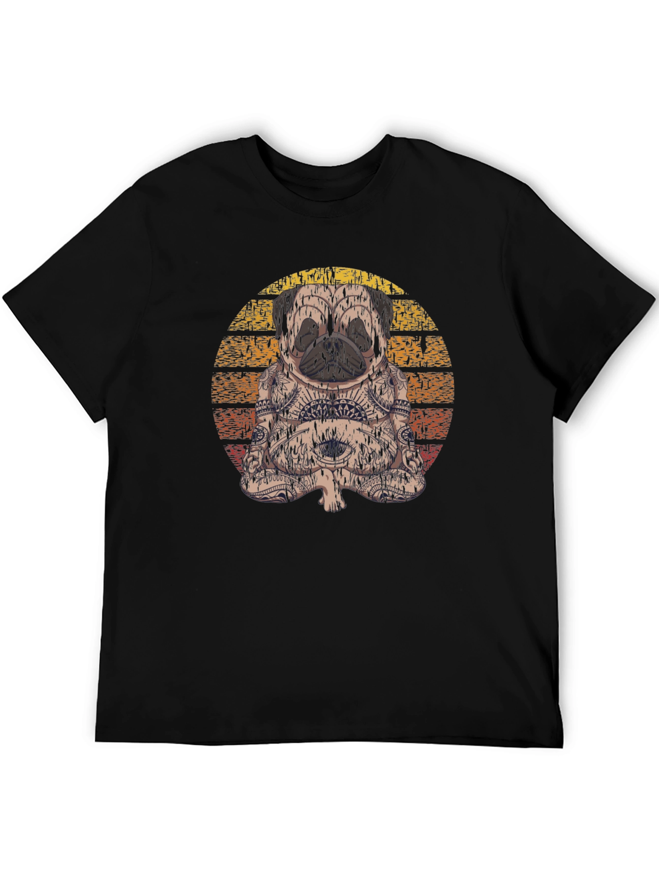 Black Meditating Pug T-Shirt - Black view 5