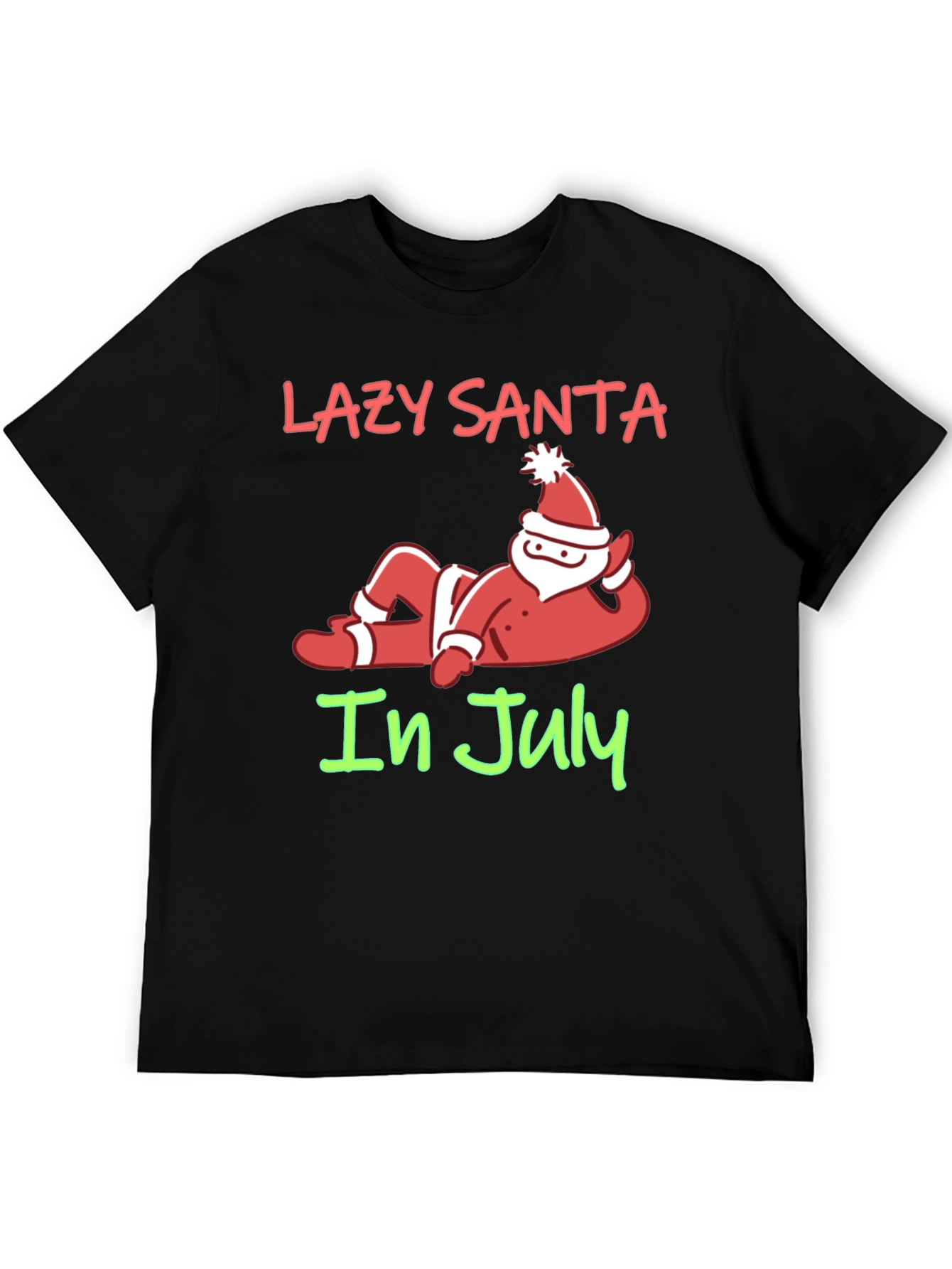 Black Lazy Santa in July Graphic T-Shirt view 5