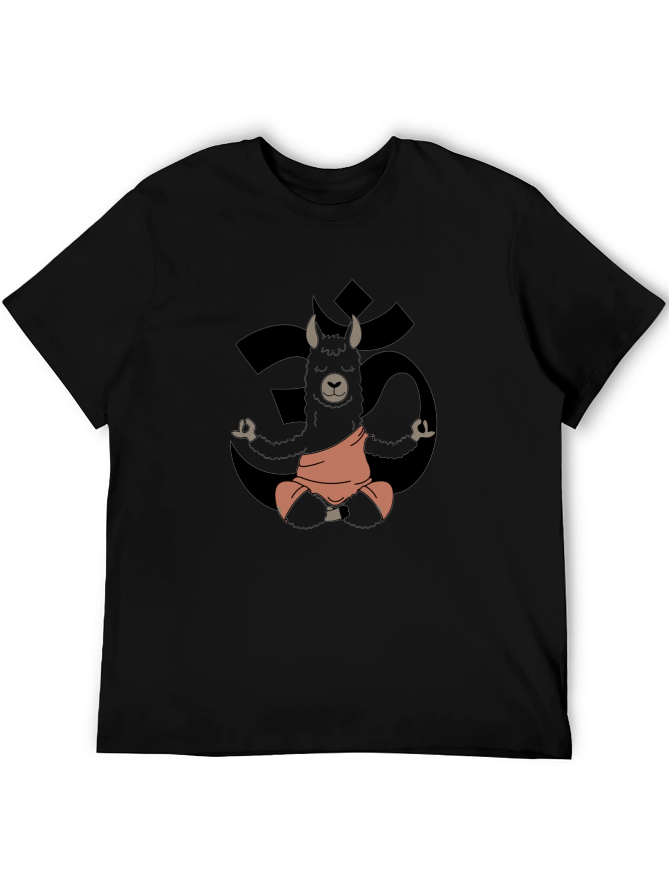 Black Meditating Llama Yoga T-Shirt view 5