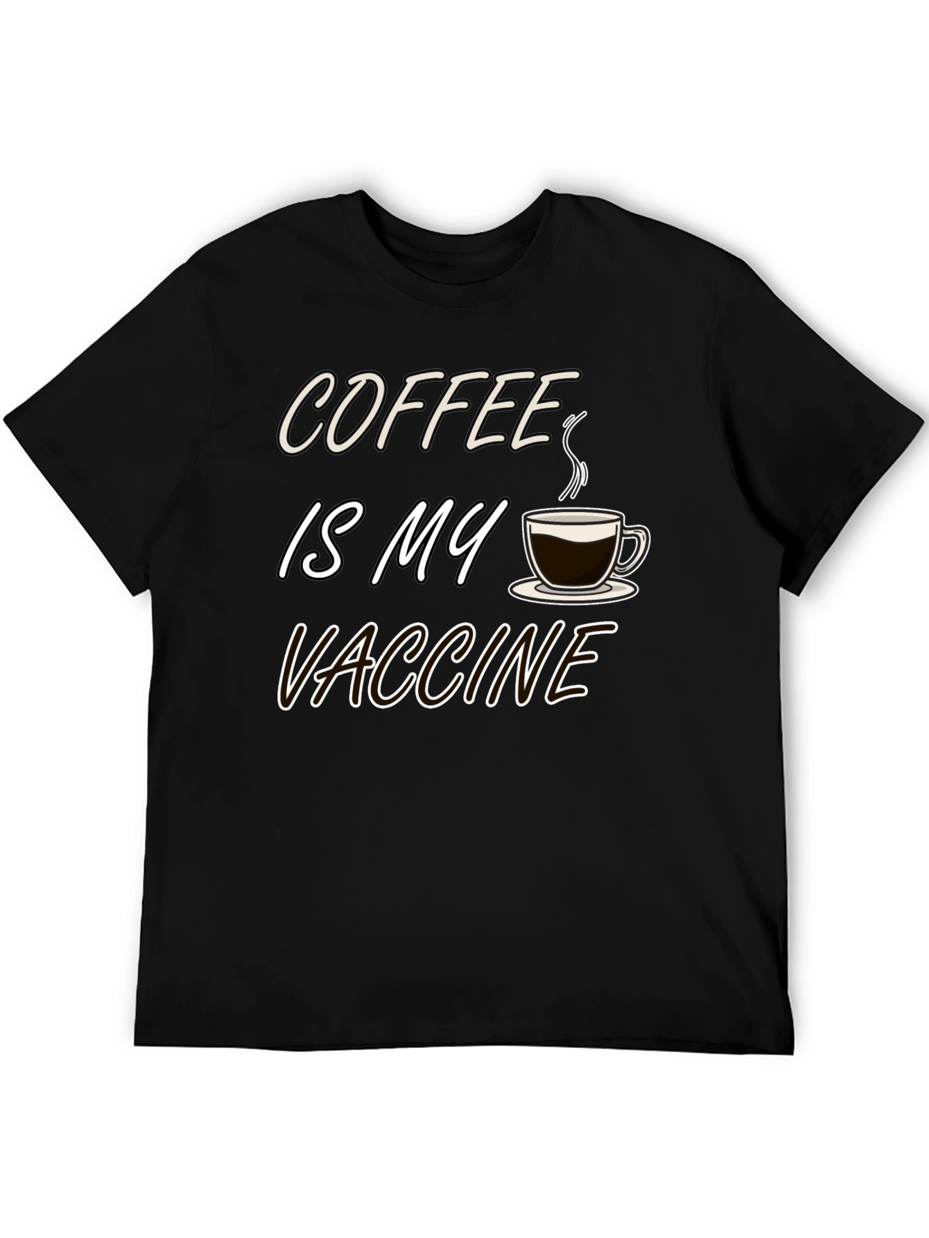 Black Coffee is My Vaccine Black T-Shirt view 5