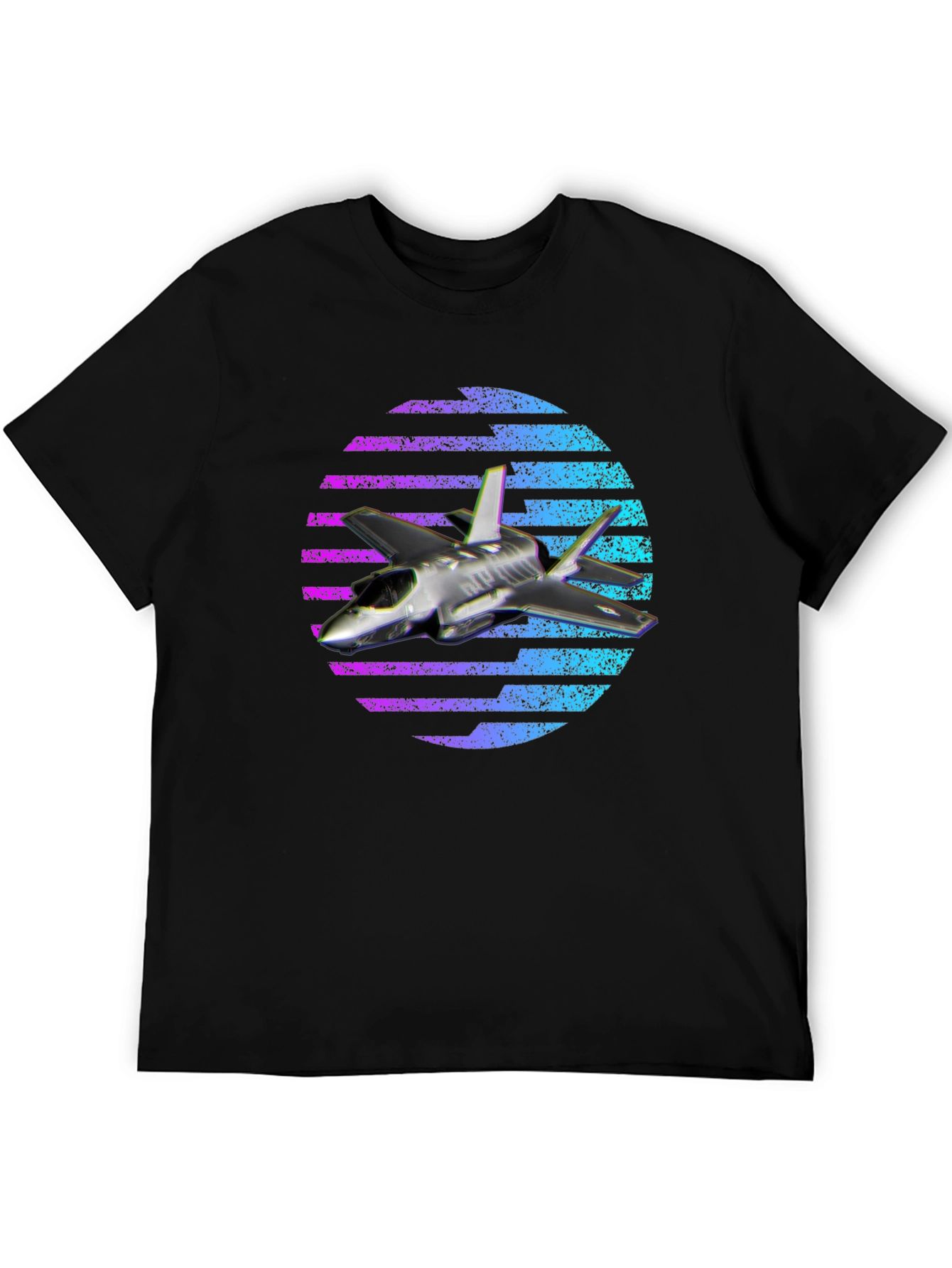 Black Jet Fighter T-Shirt - Vaporwave Design view 5