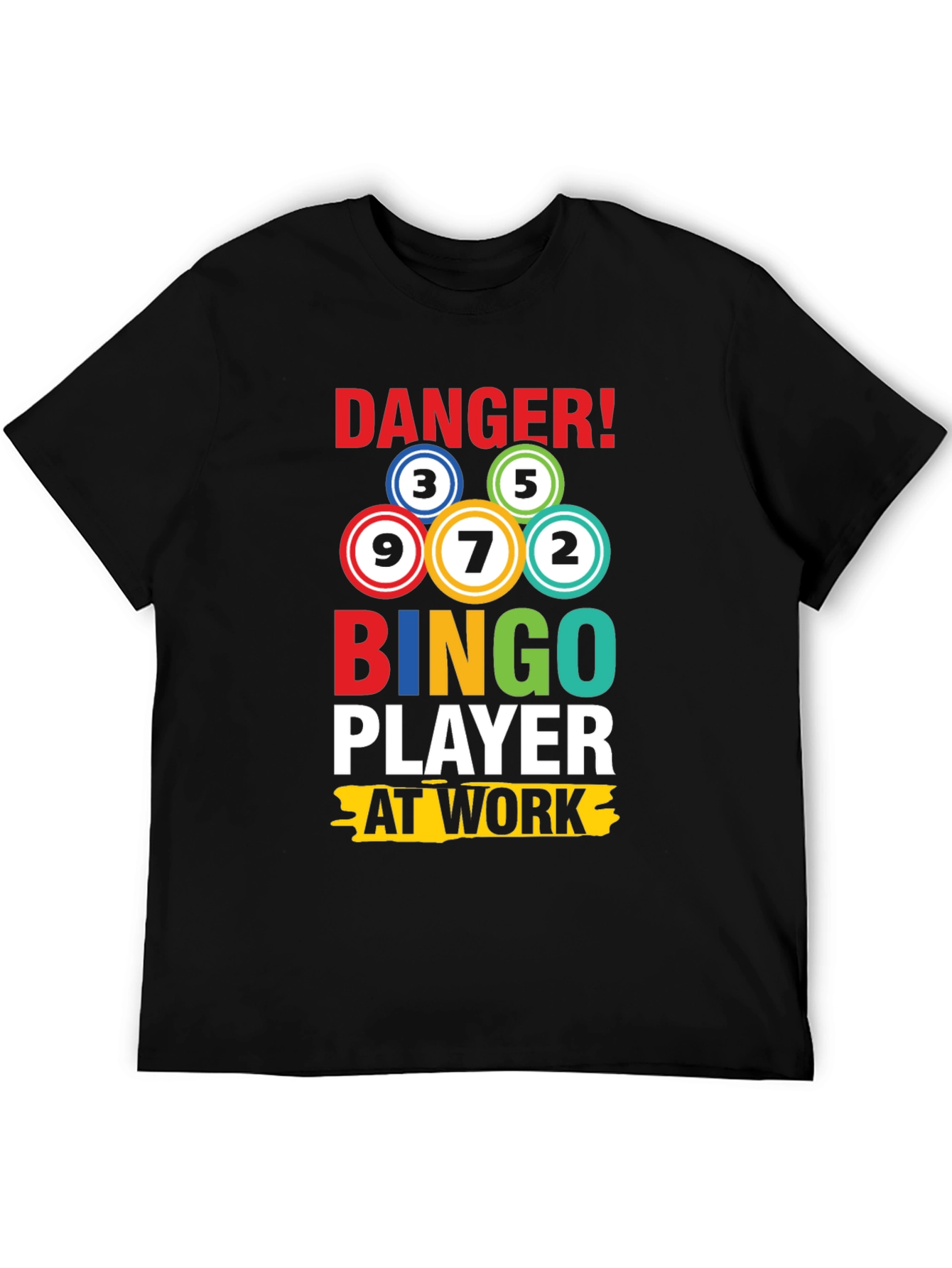 Black Danger Bingo Player at Work T-Shirt  view 5