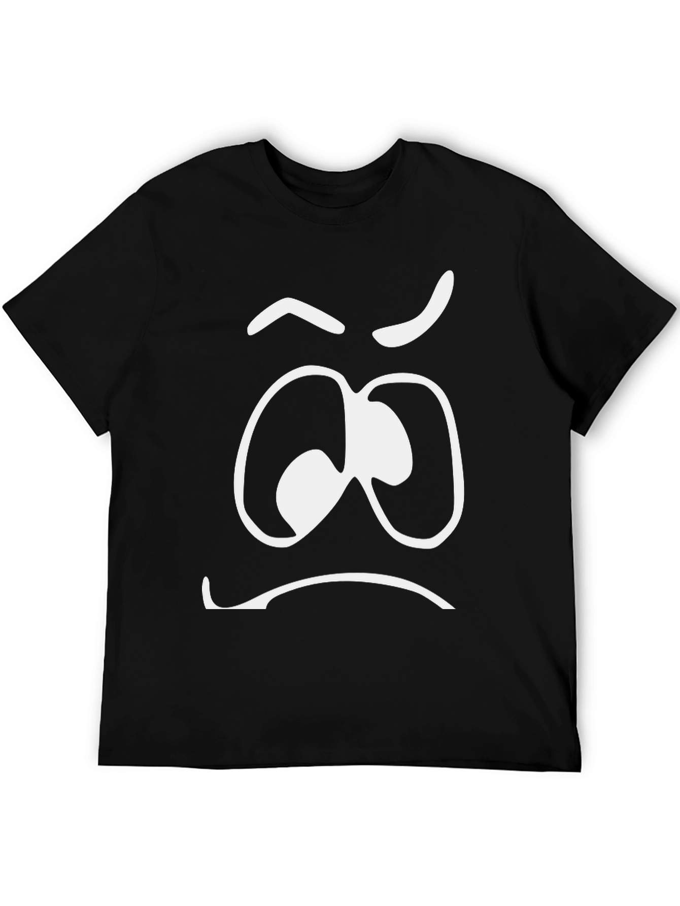 Black Funny Grumpy Face Black T-Shirt view 5