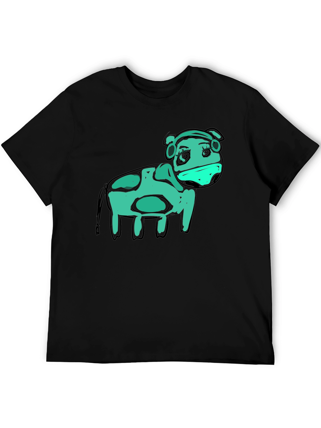 Black Cow Graphic Black T-Shirt - Unique Art view 5