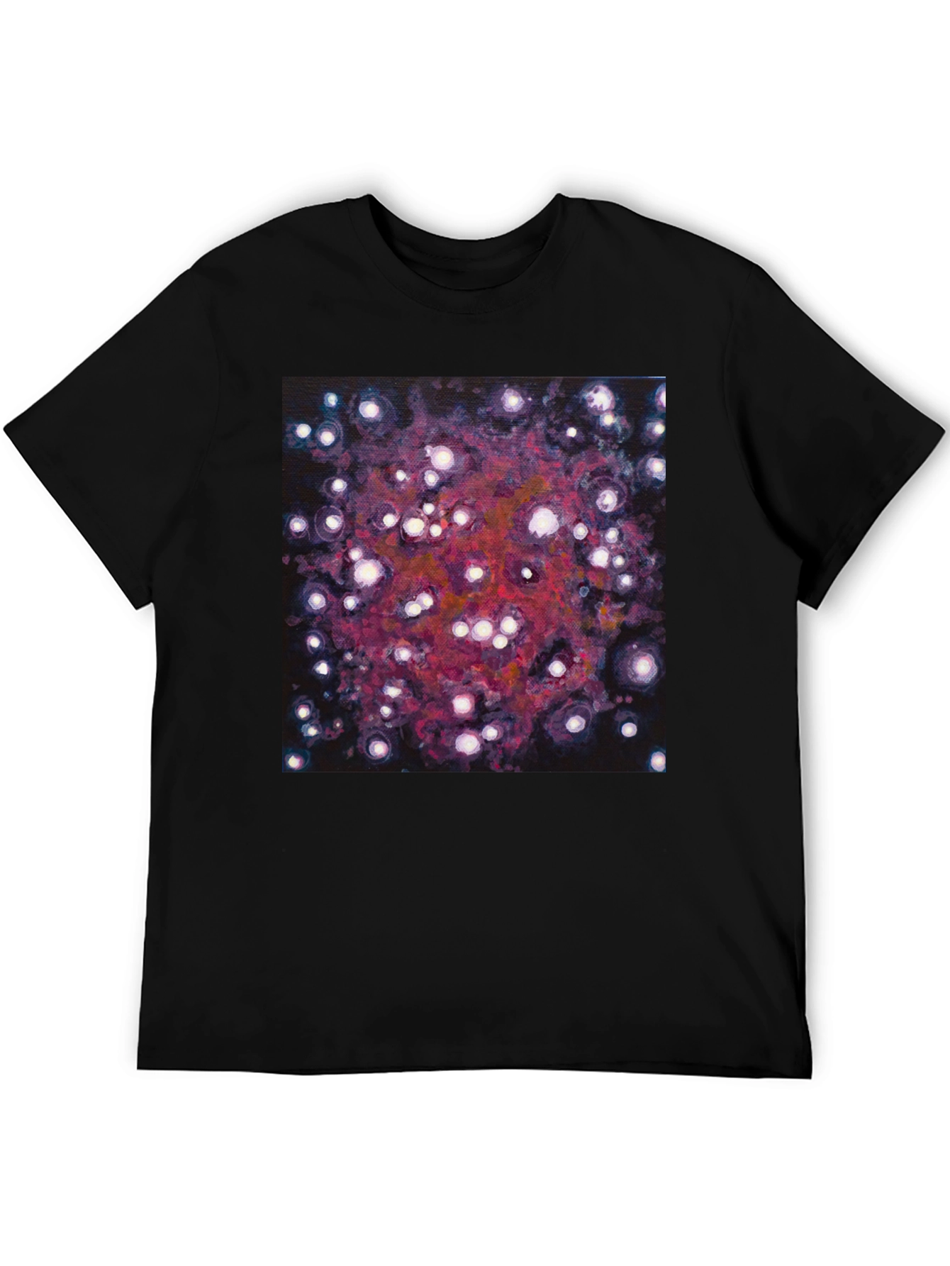 Black Abstract Galaxy Print Black T-Shirt view 5