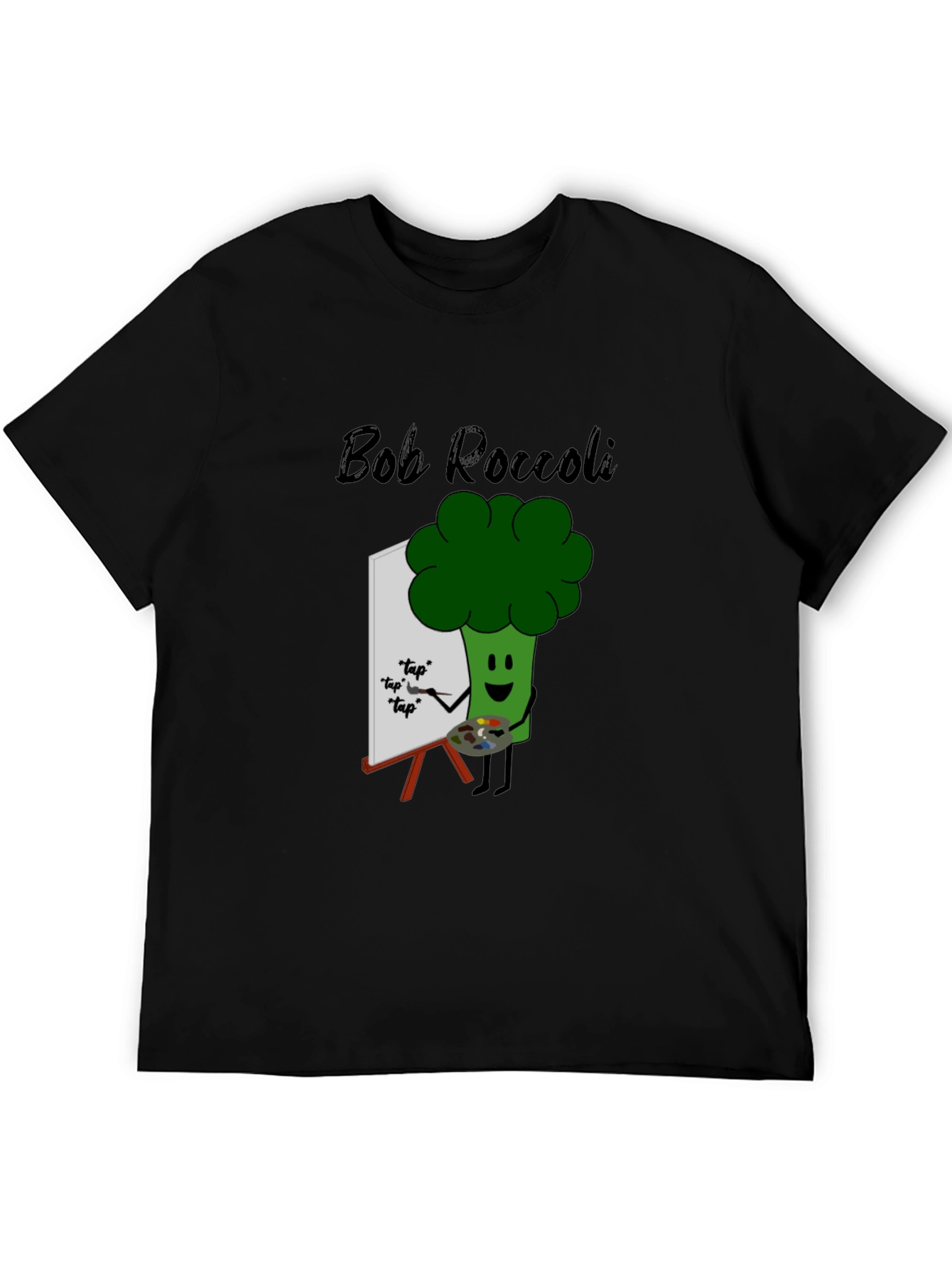 Black Bob Roccoli T-Shirt: Quirky Broccoli Artist Tee view 5