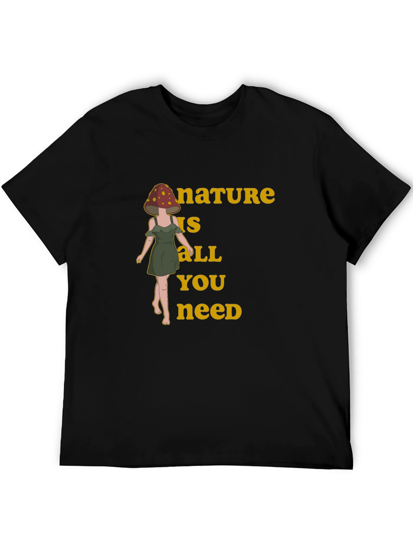 Black Nature is All You Need Mushroom Head T-Shirt view 5