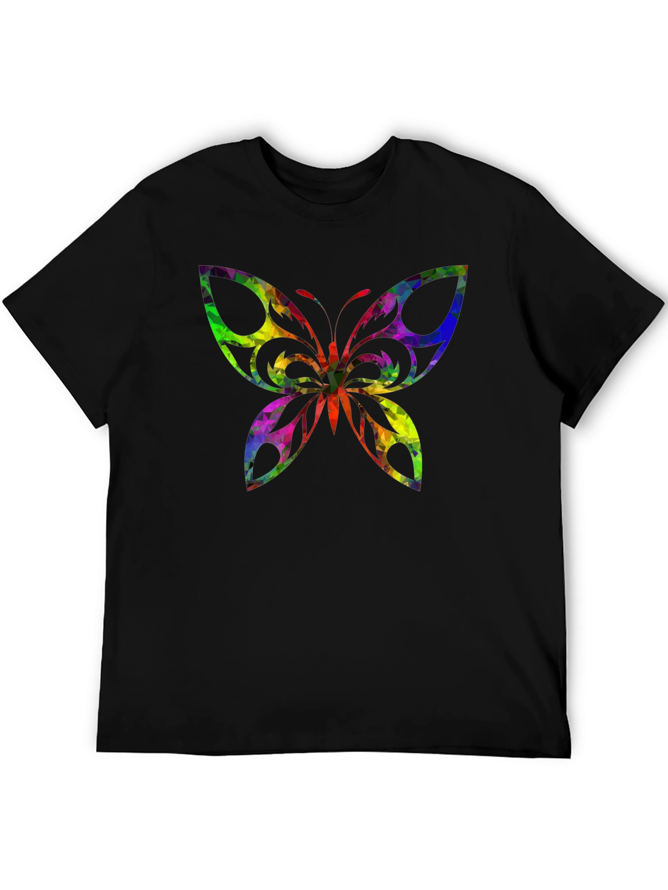 Black Geometric Butterfly Black T-Shirt view 5