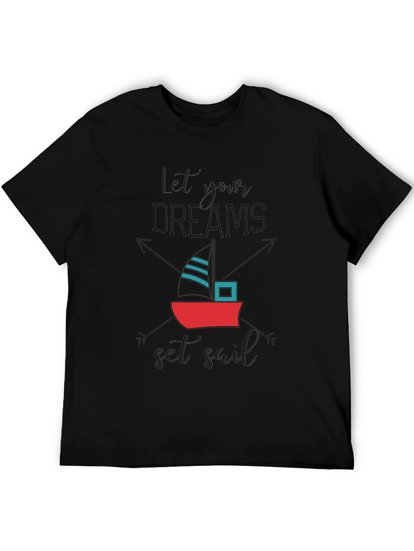 Black Nautical Theme Black T-Shirt view 5