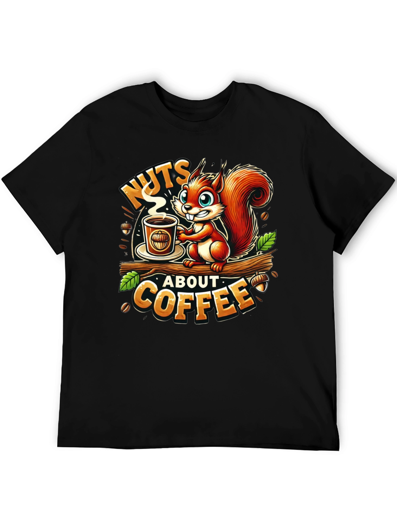 Black Nuts About Coffee Squirrel T-Shirt view 5