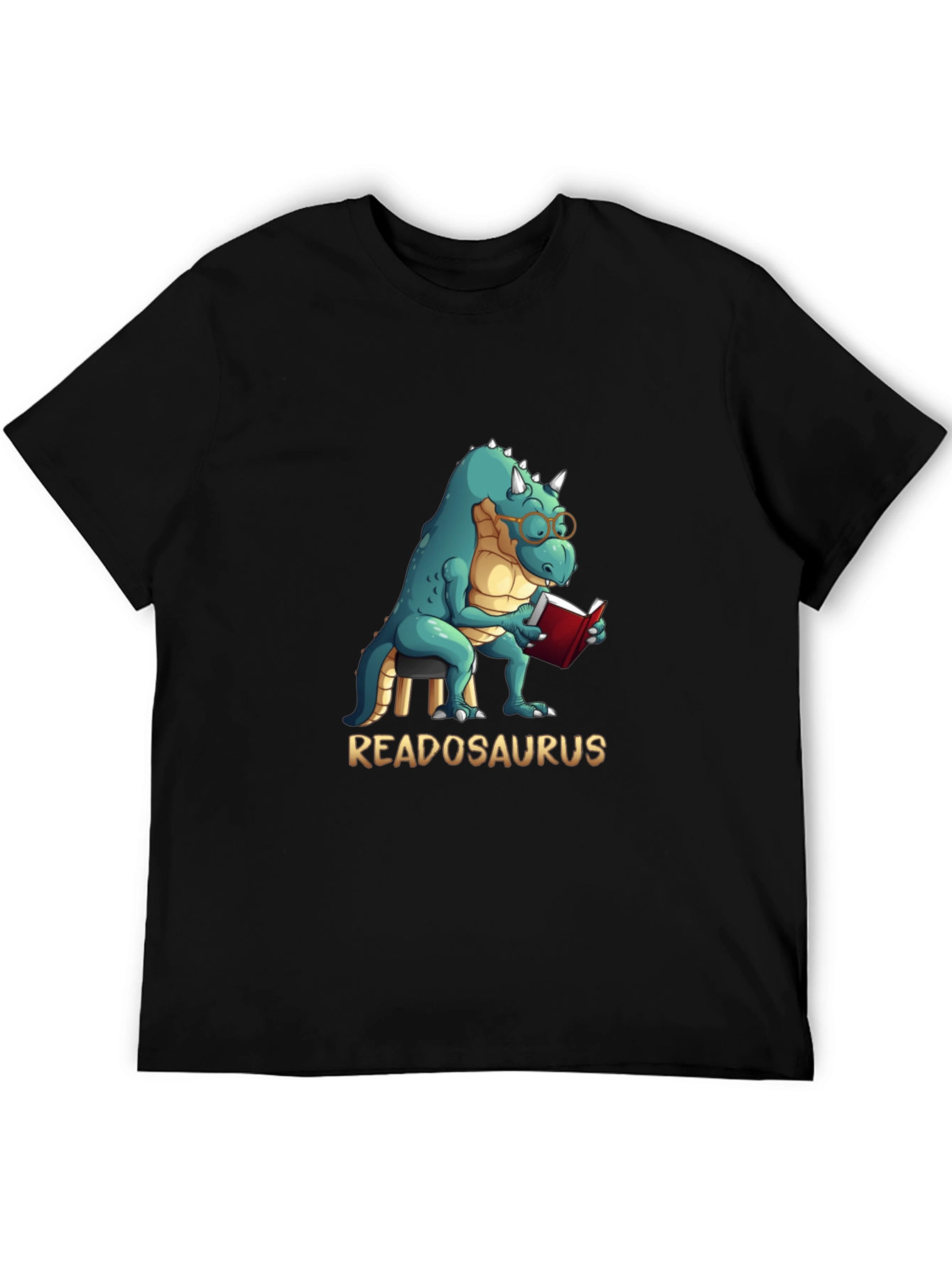 Black Readosaurus T-Shirt - Reading Dinosaur Tee view 5